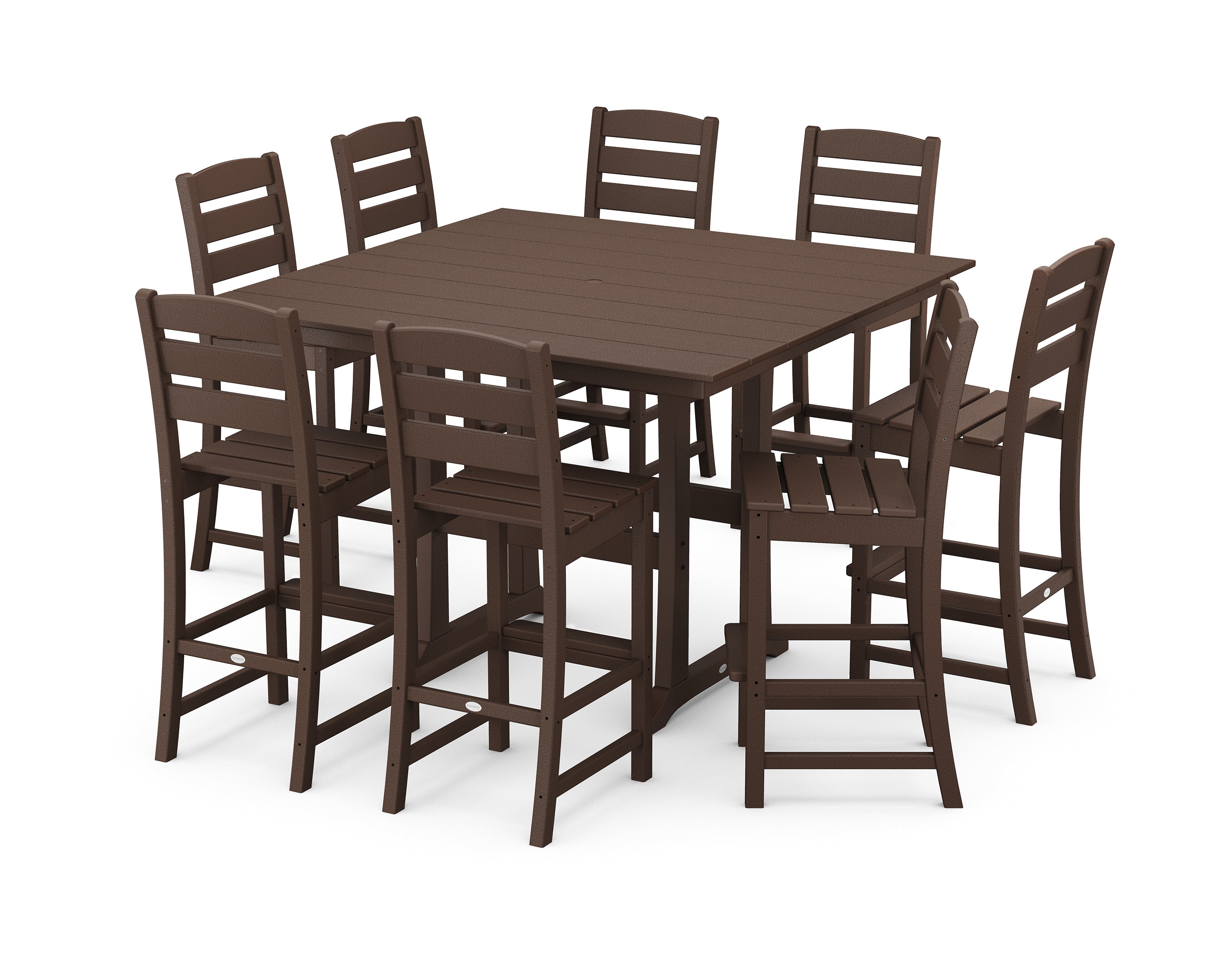 POLYWOOD® Lakeside 9-Piece Bar Side Chair Set in Mahogany