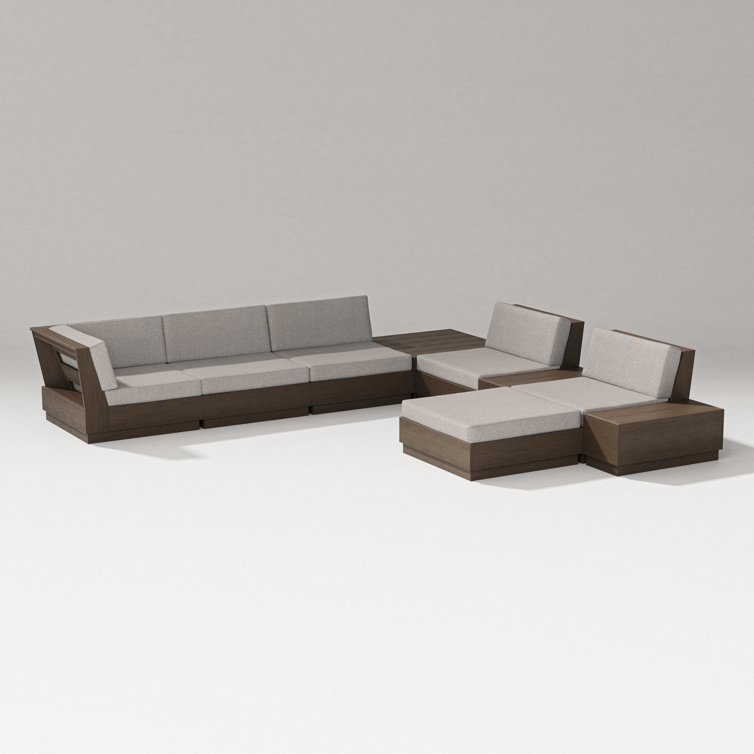 PW Designer Series Elevate 9-Piece Conversation Sectional in Kona / Weathered Tweed