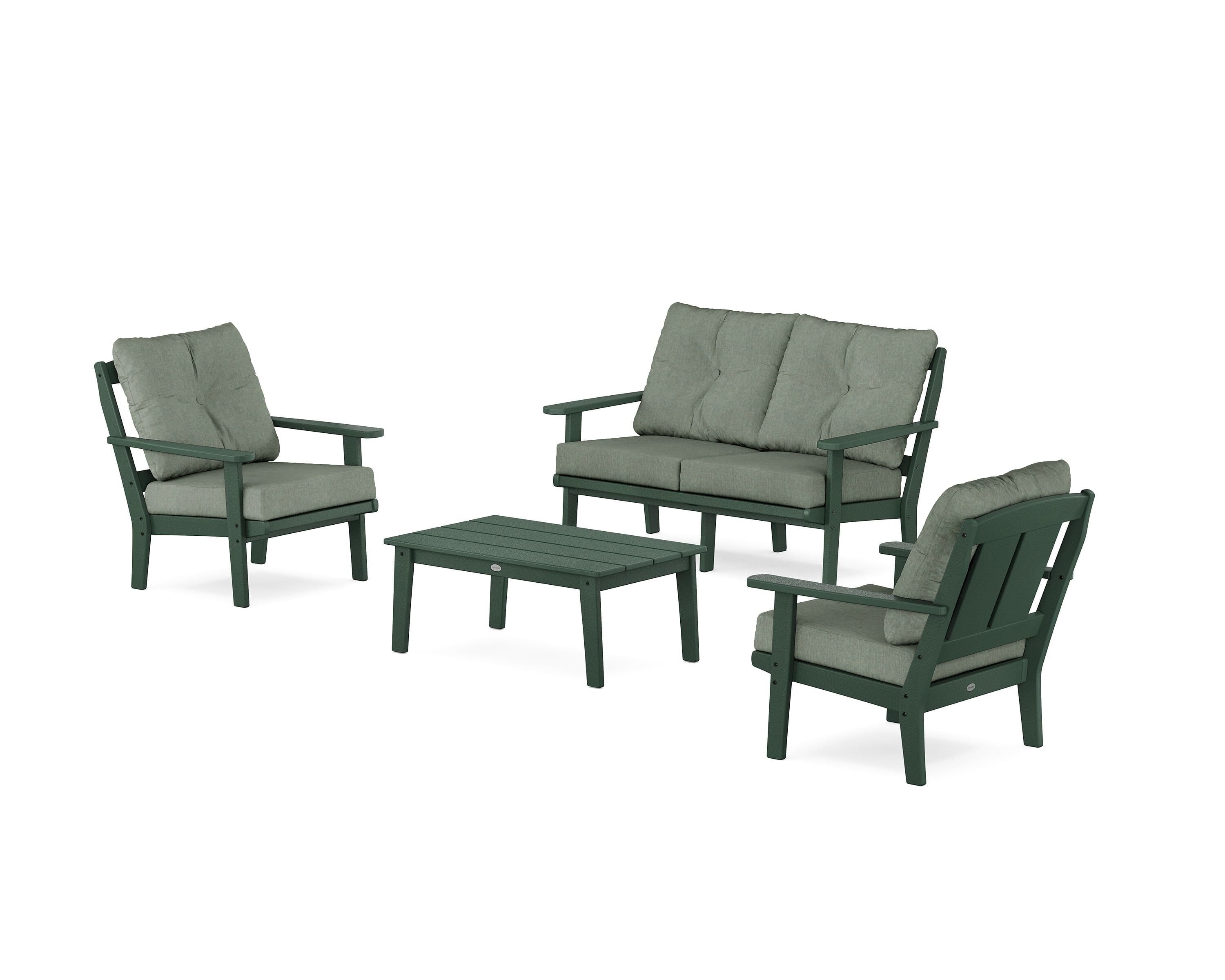 POLYWOOD Mission 4-Piece Deep Seating Set with Loveseat in Green / Cast Sage