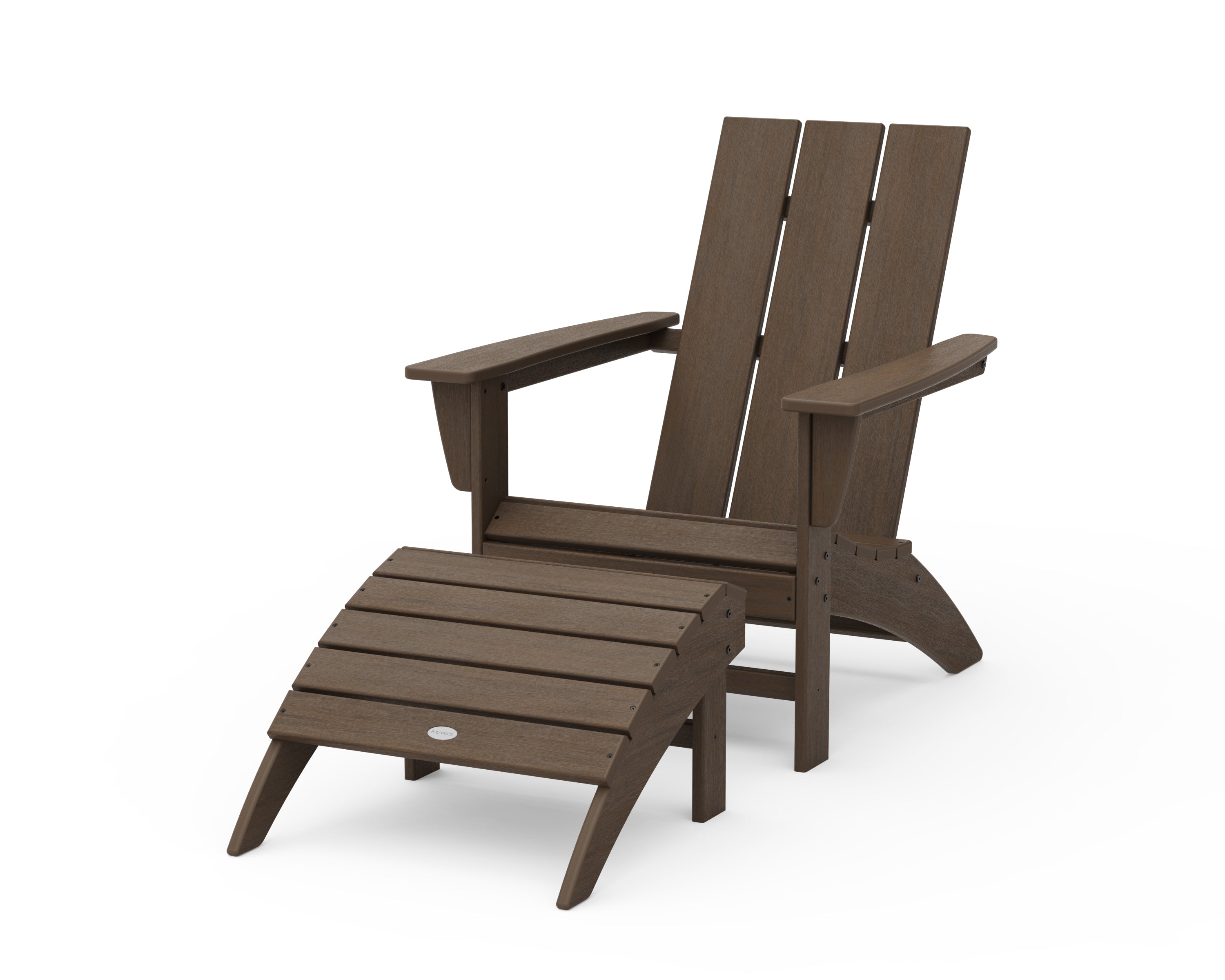 POLYWOOD Modern Adirondack Chair 2-Piece Set with Ottoman in Kona