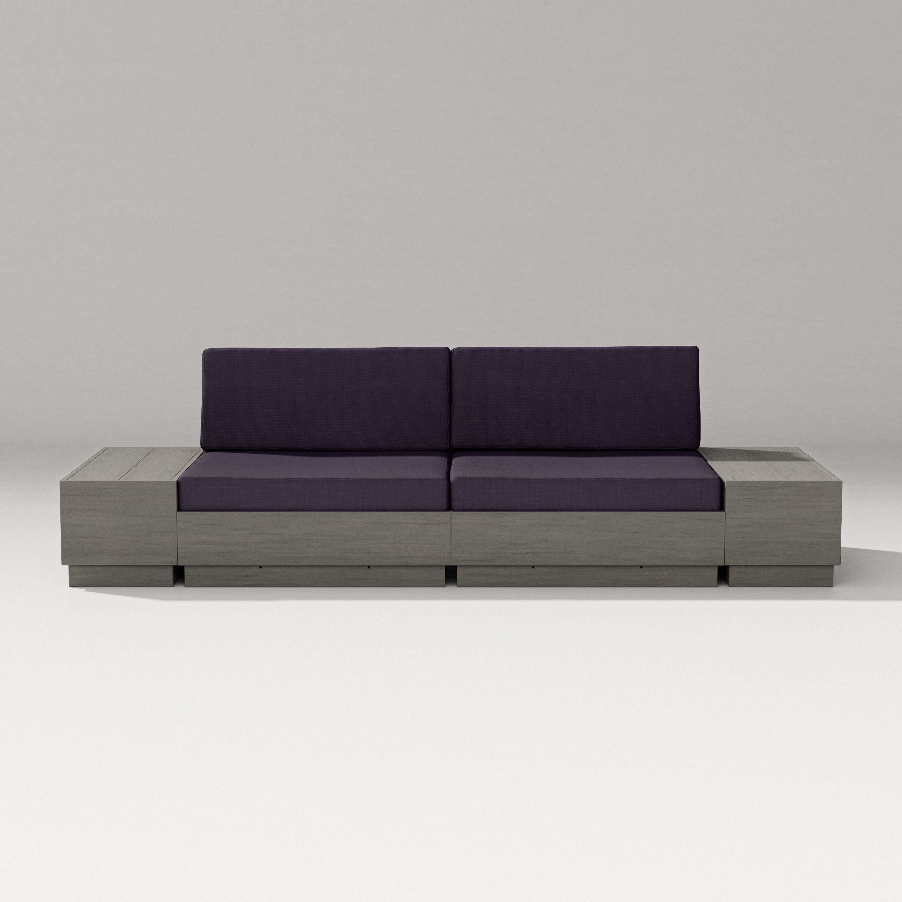 PW Designer Series Elevate 4-Piece Loveseat Sectional in Driftwood / Navy Linen