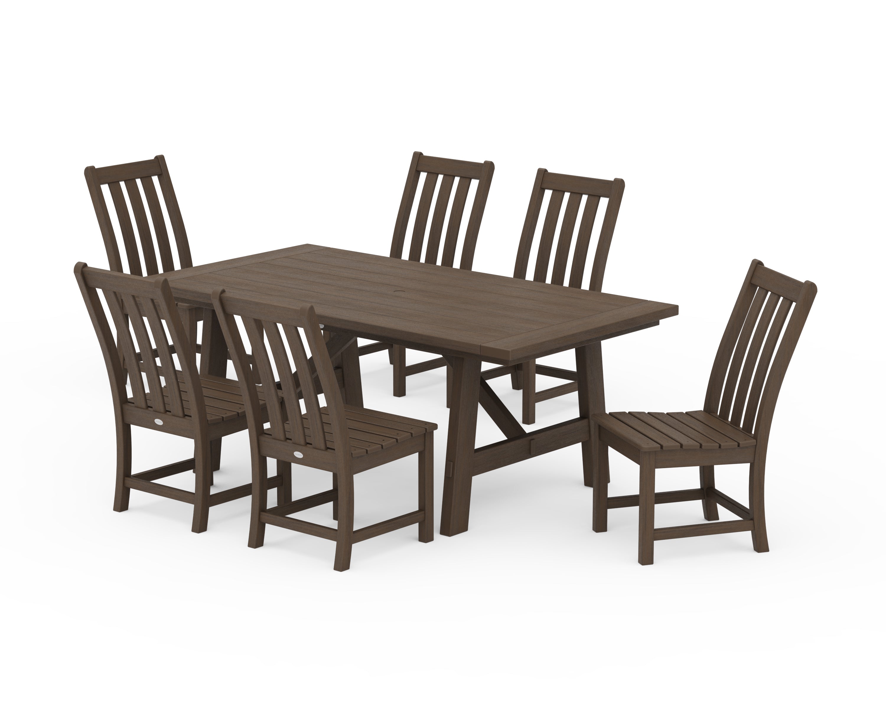POLYWOOD Vineyard 7-Piece Rustic Farmhouse Side Chair Dining Set in Kona