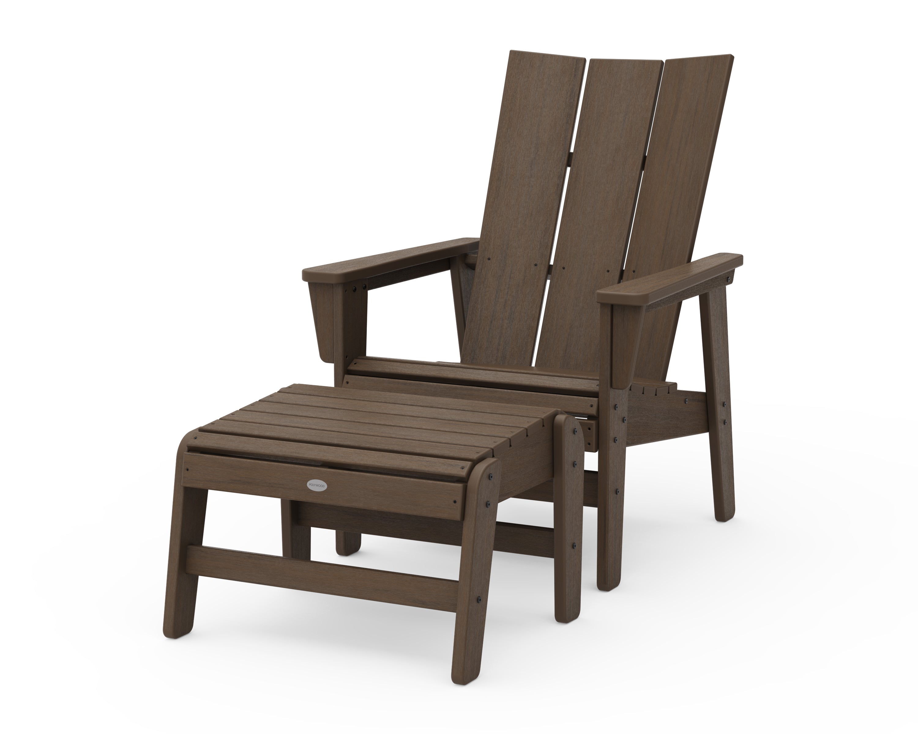 POLYWOOD Modern Grand Upright Adirondack Chair with Ottoman in Kona