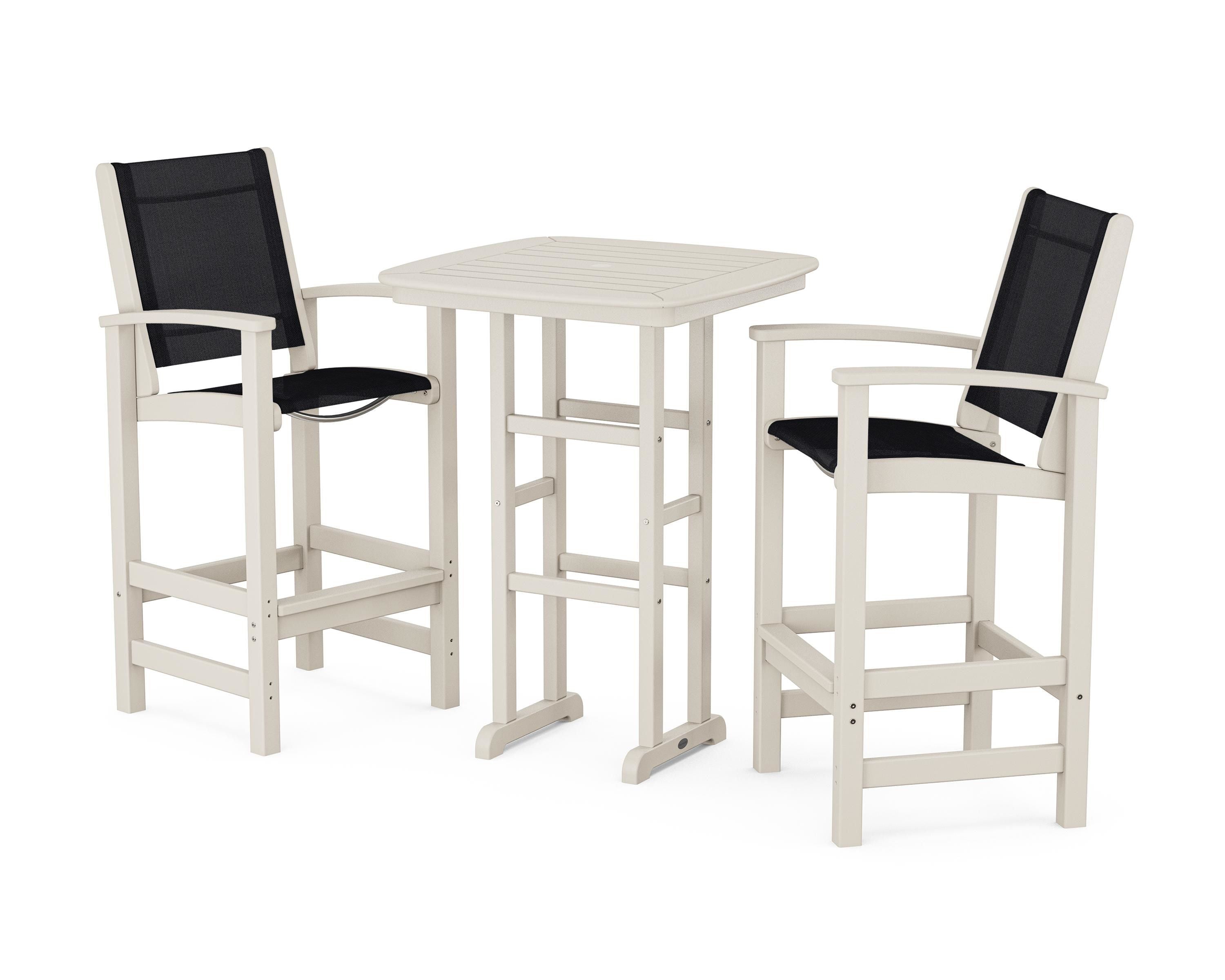 POLYWOOD Coastal 3-Piece Bar Set in Sand / Black Sling
