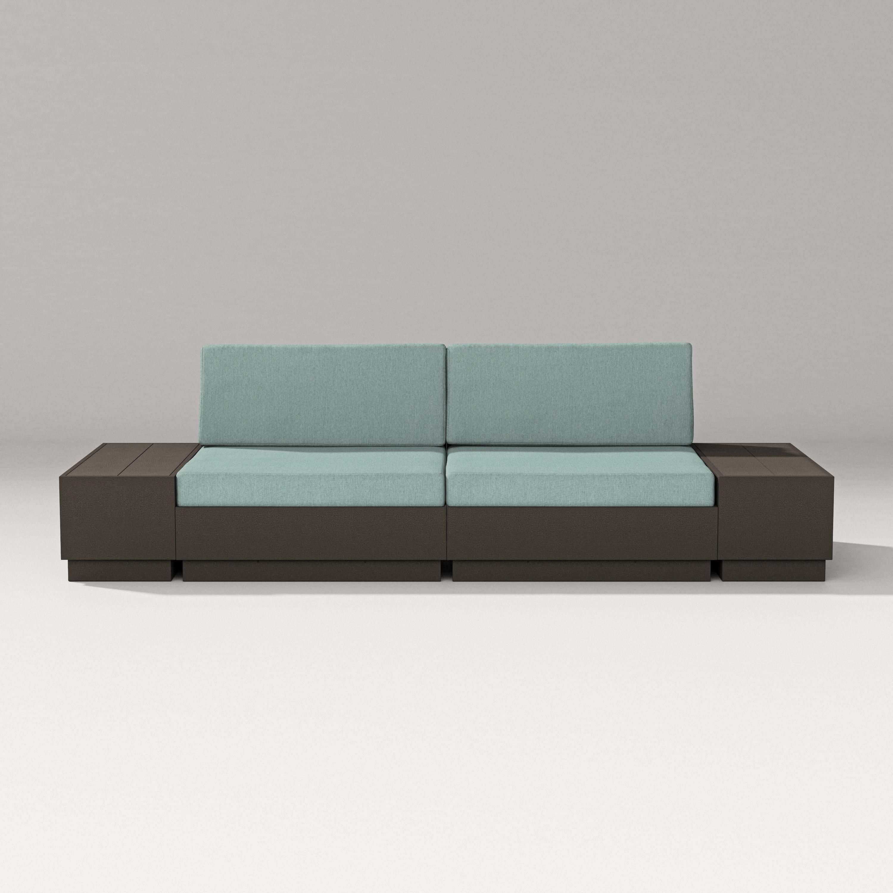 PW Designer Series Elevate 4-Piece Loveseat Sectional in Vintage Coffee / Glacier Spa