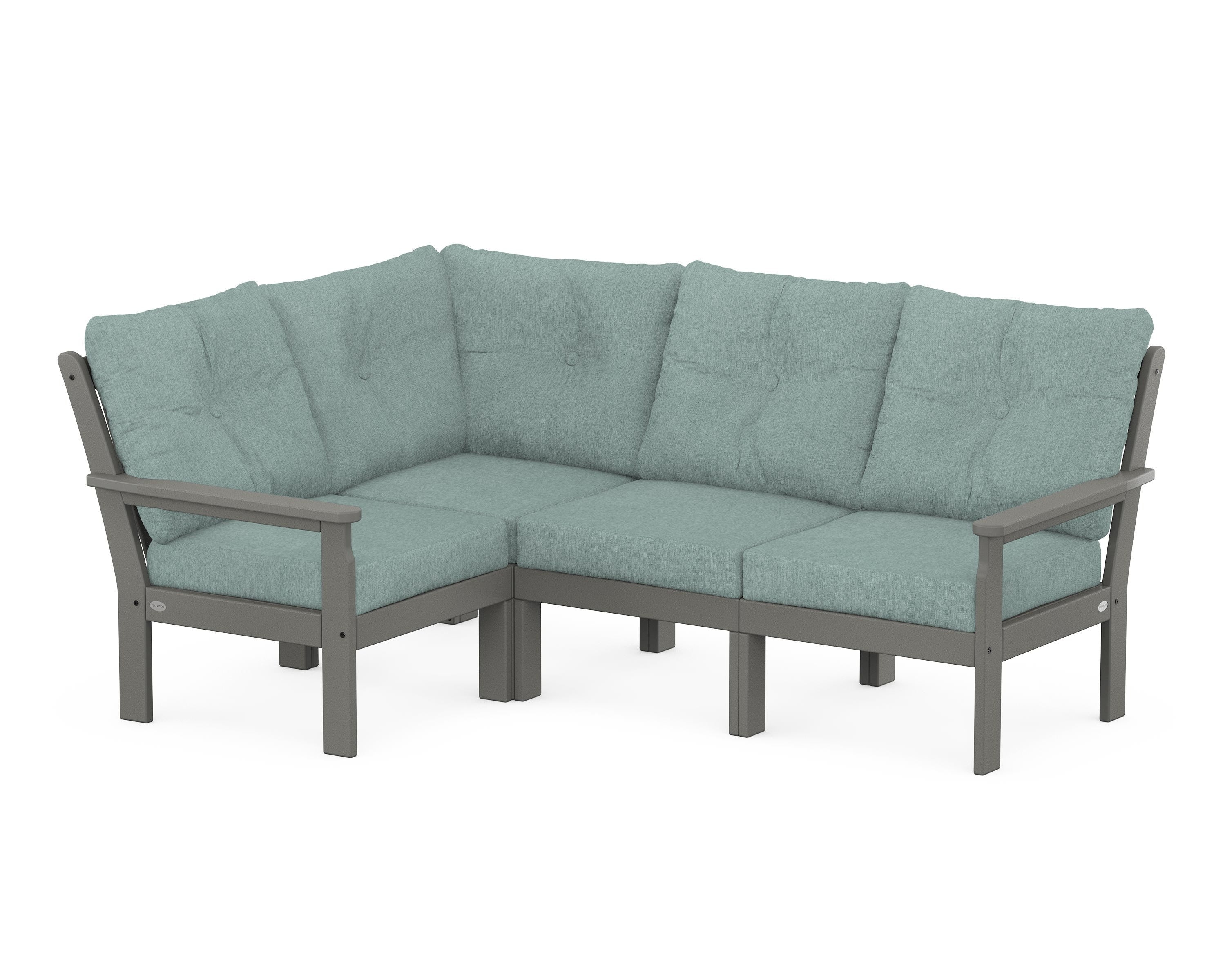 POLYWOOD Vineyard 4-Piece Sectional in Slate Grey / Glacier Spa