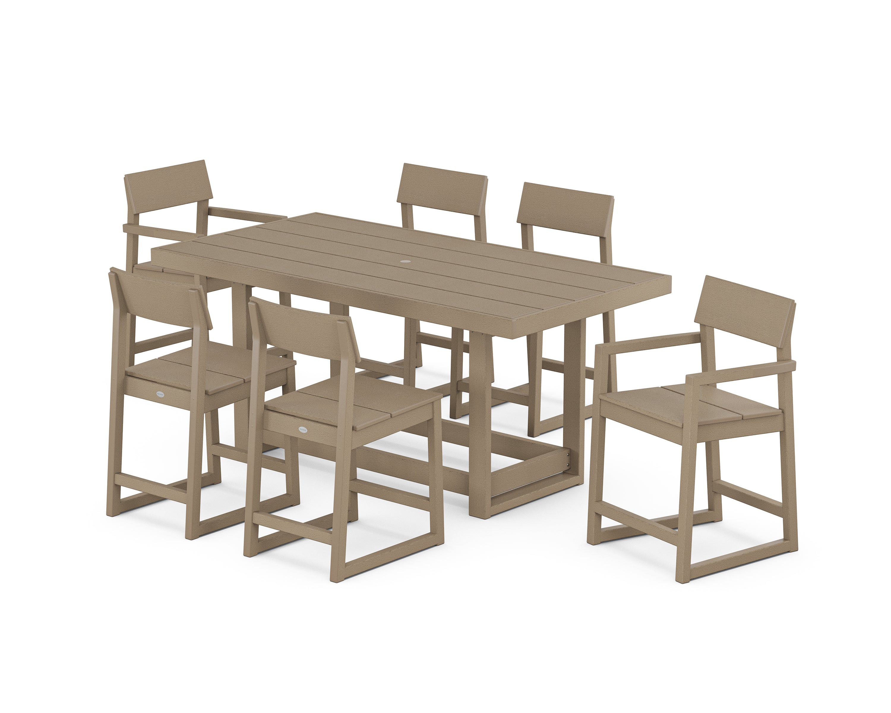 POLYWOOD® EDGE 7-Piece Counter Table Set in Vintage Sahara