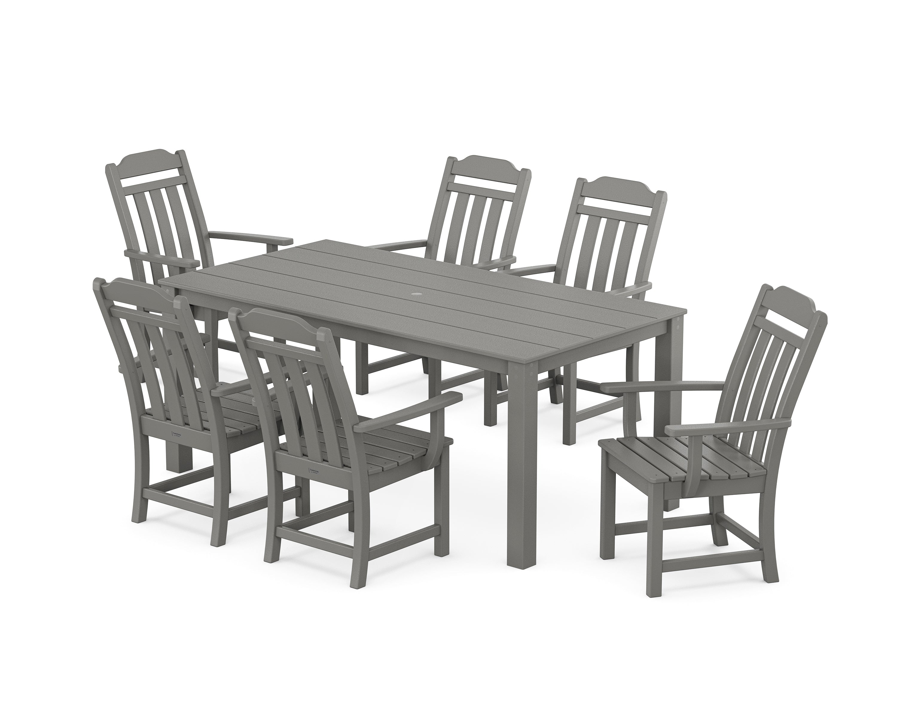 Polywood Country Living Arm Chair 7-Piece Parsons Dining Set in Slate Grey