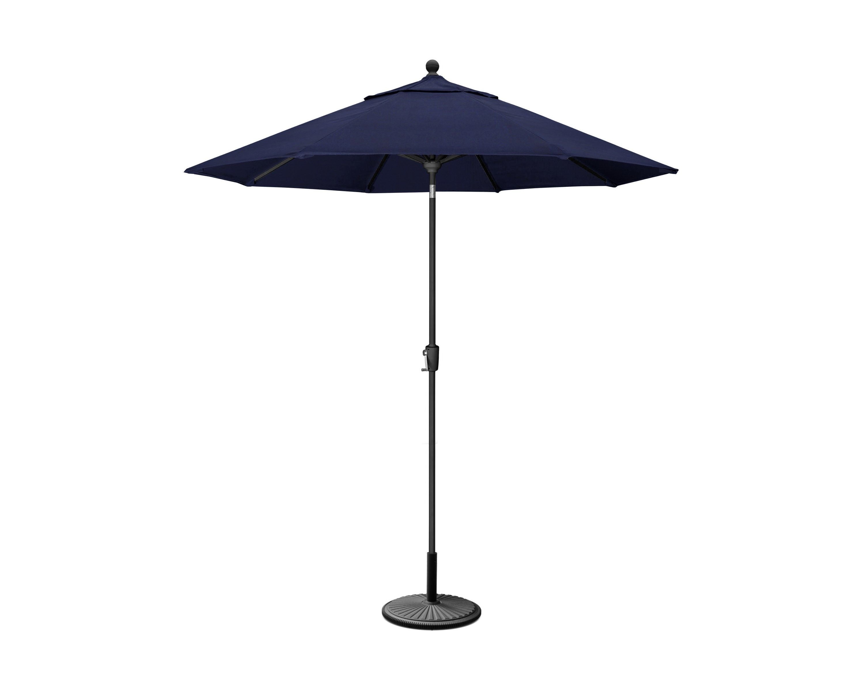 POLYWOOD 9' Tilt Market Umbrella & Base - Bar Height in Black / Navy