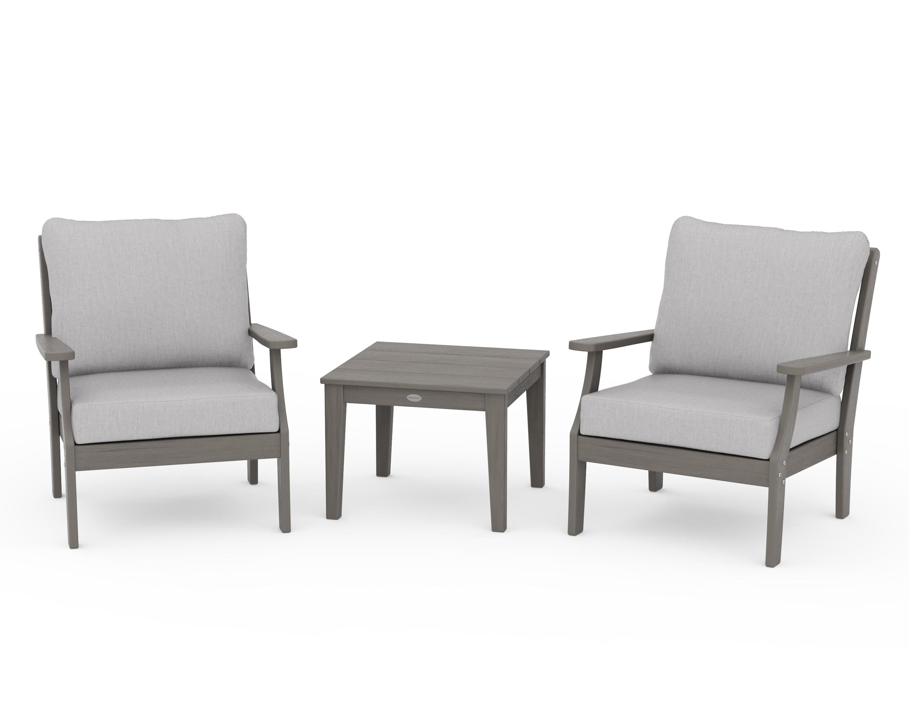POLYWOOD Braxton 3-Piece Deep Seating Set in Driftwood / Granite