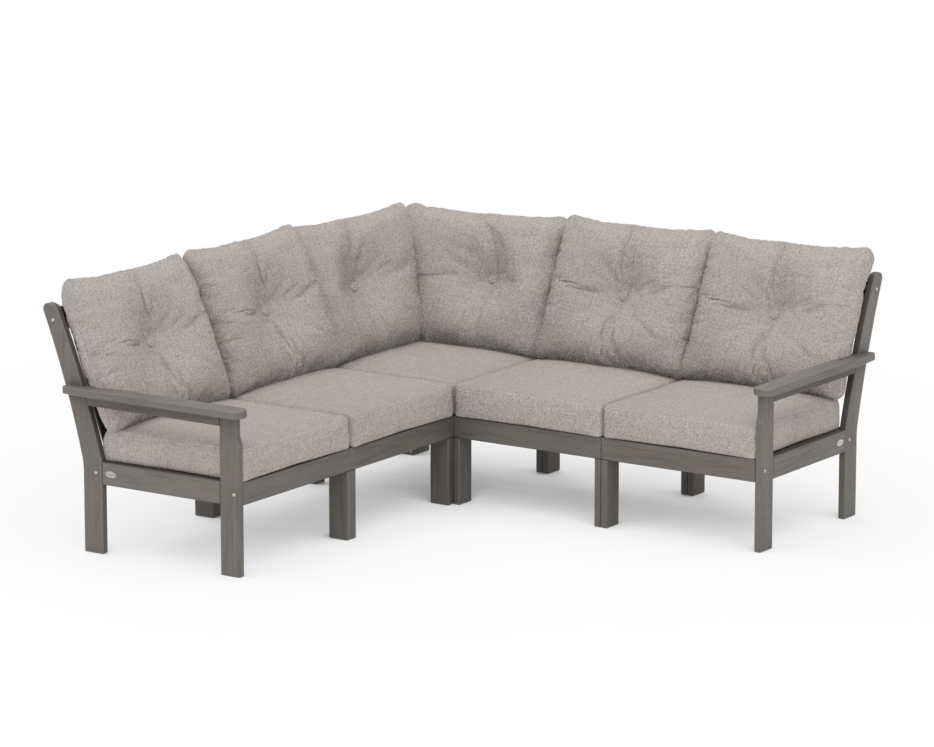POLYWOOD Vineyard 5-Piece Sectional in Driftwood / Weathered Tweed