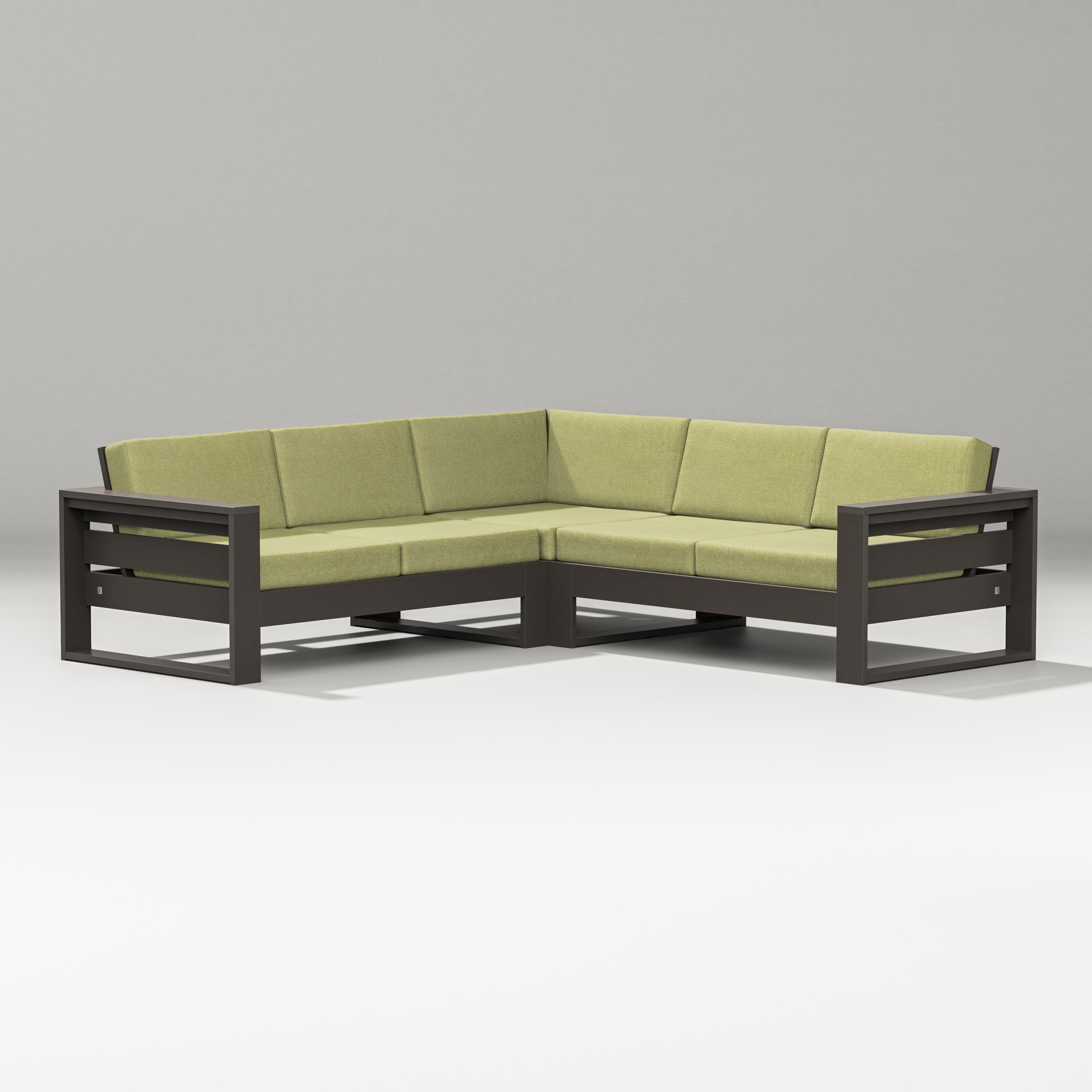 PW Designer Series Latitude Corner Sectional in Vintage Coffee / Chartreuse Boucle