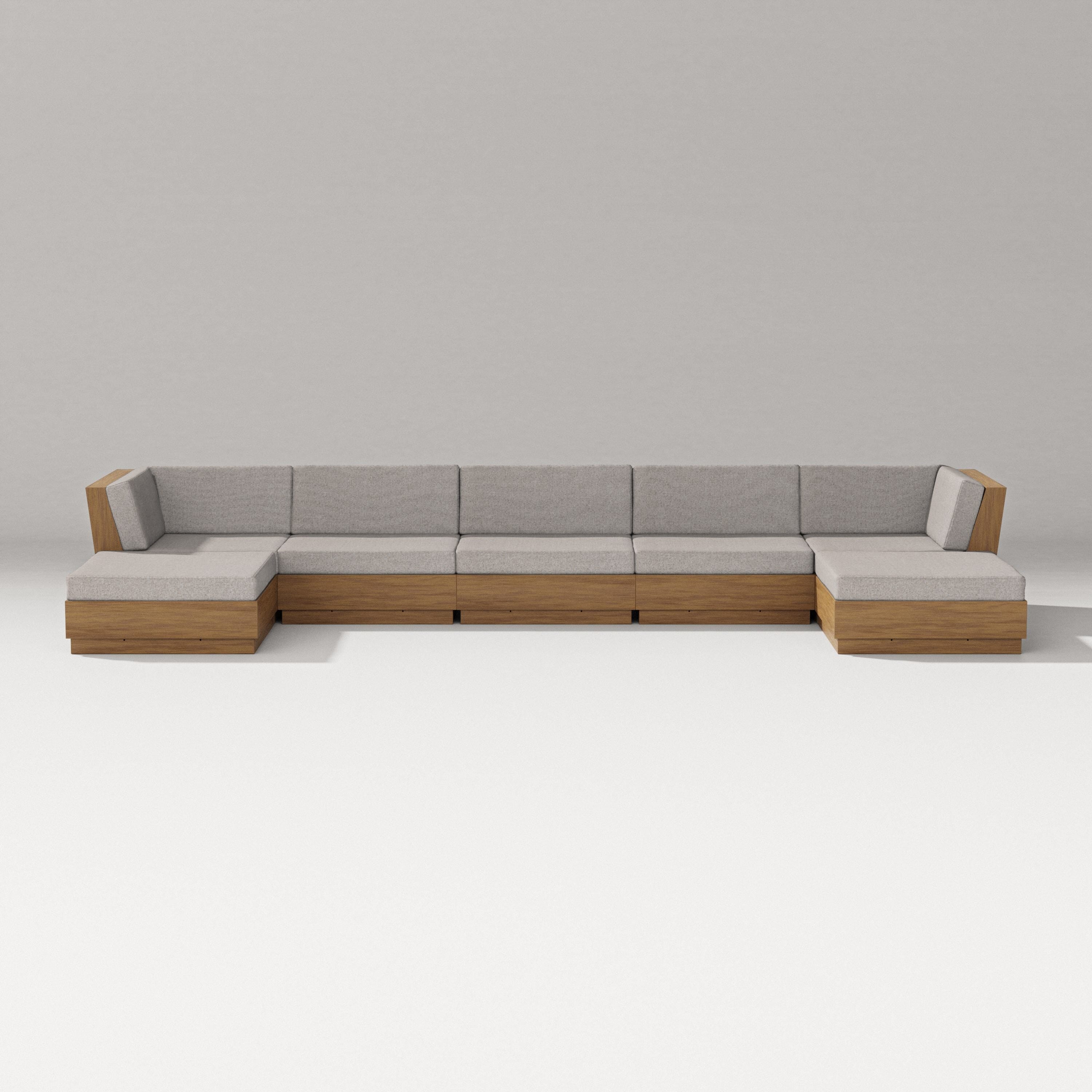 PW Designer Series Elevate 7-Piece Double Chaise Sectional in Natural / Weathered Tweed