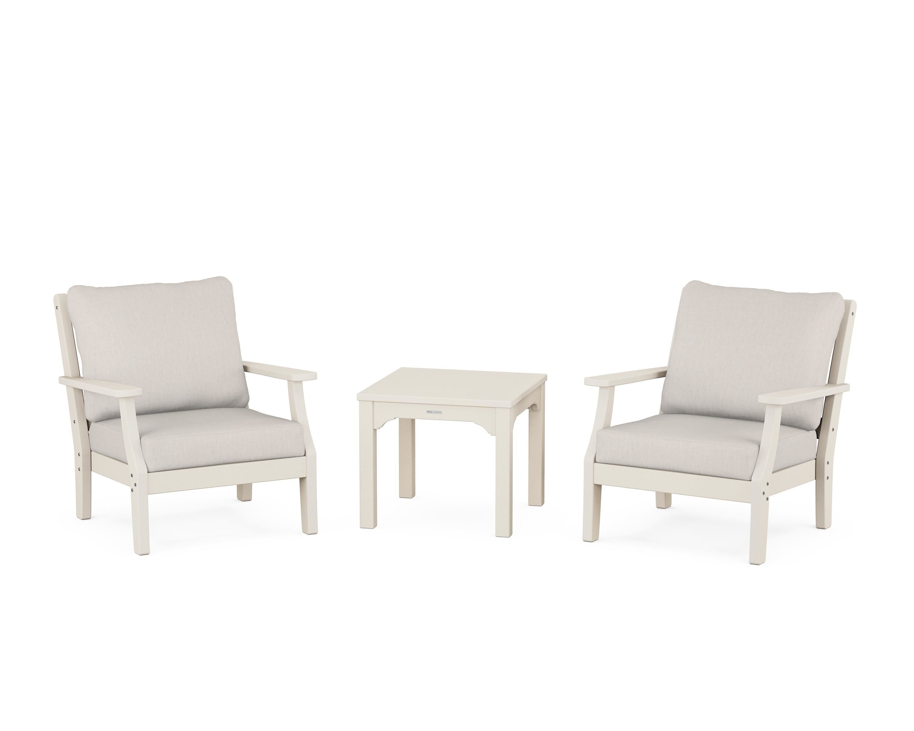 Martha Stewart by POLYWOOD Chinoiserie 3-Piece Deep Seating Set in Sand / Cast Ash