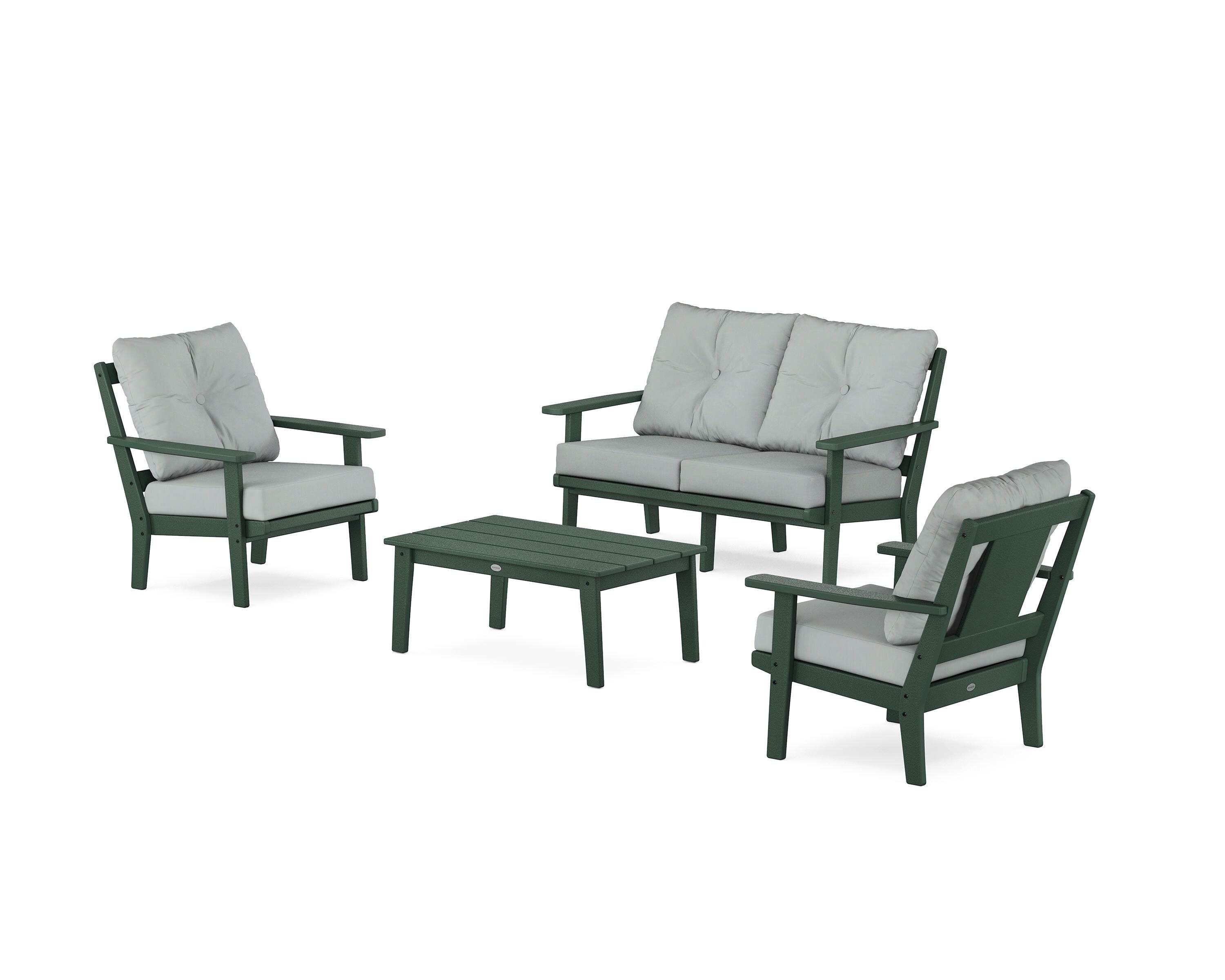 POLYWOOD Prairie 4-Piece Deep Seating Set with Loveseat in Green / Spa