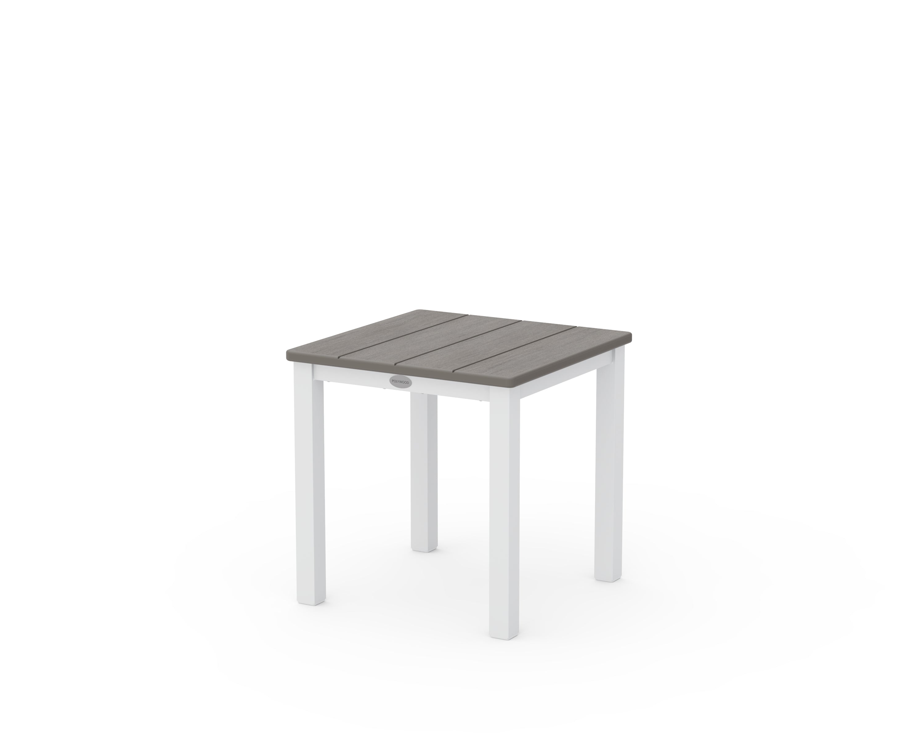 POLYWOOD Main Street 18" Side Table in White / Driftwood