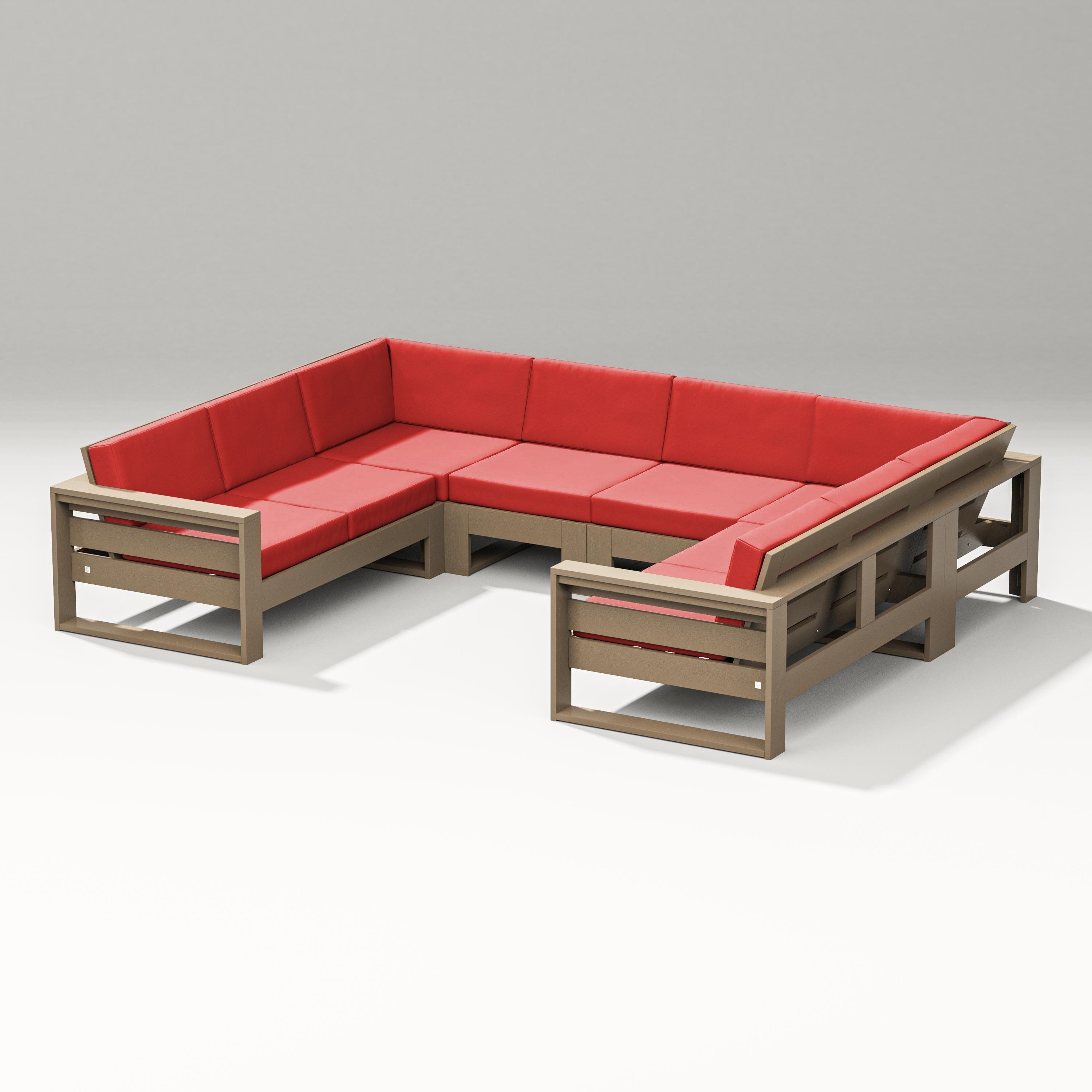 PW Designer Series Latitude U-Shaped Sectional in Vintage Sahara / Crimson Linen