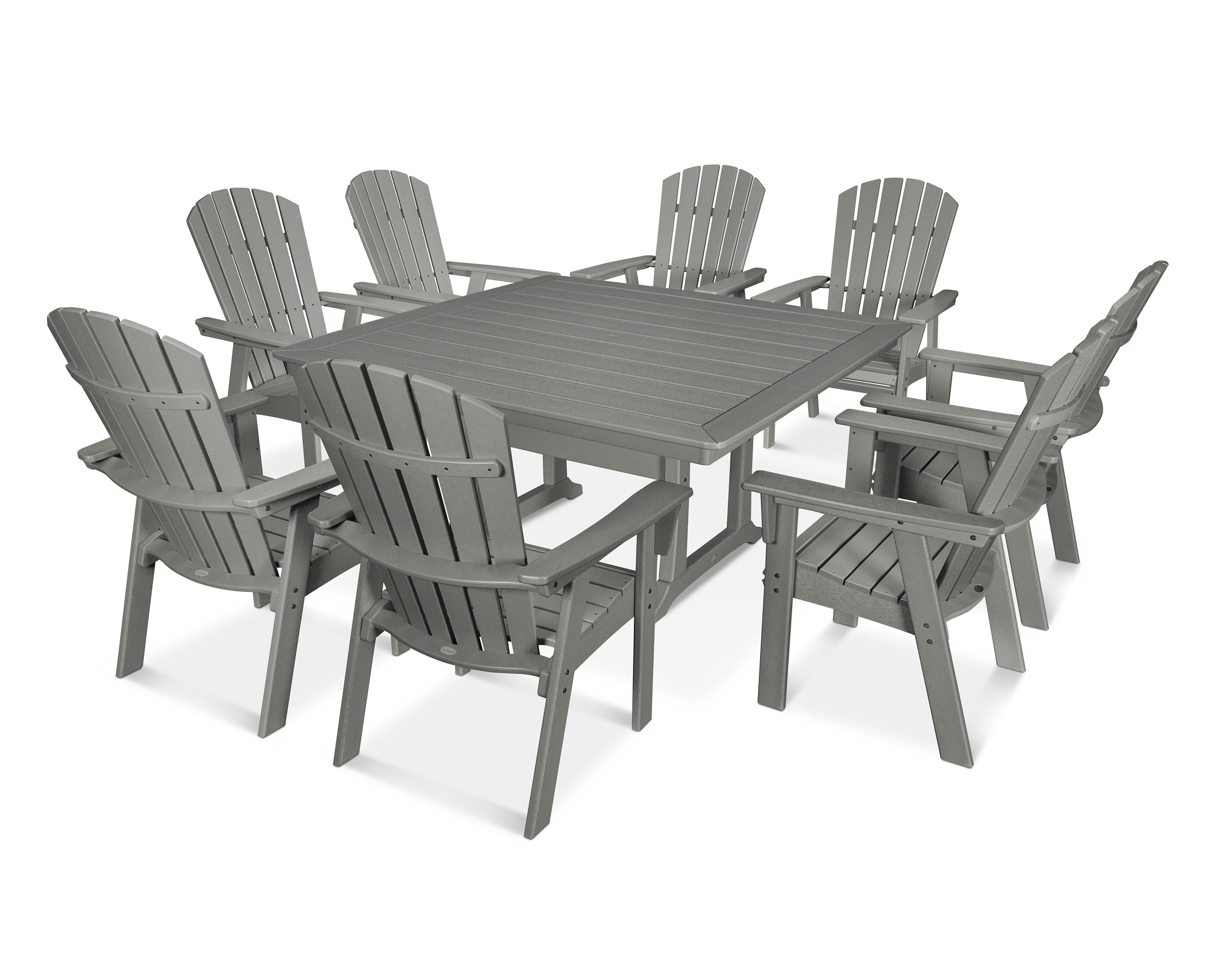 POLYWOOD® Nautical Adirondack 9-Piece Trestle Dining Set in Slate Grey