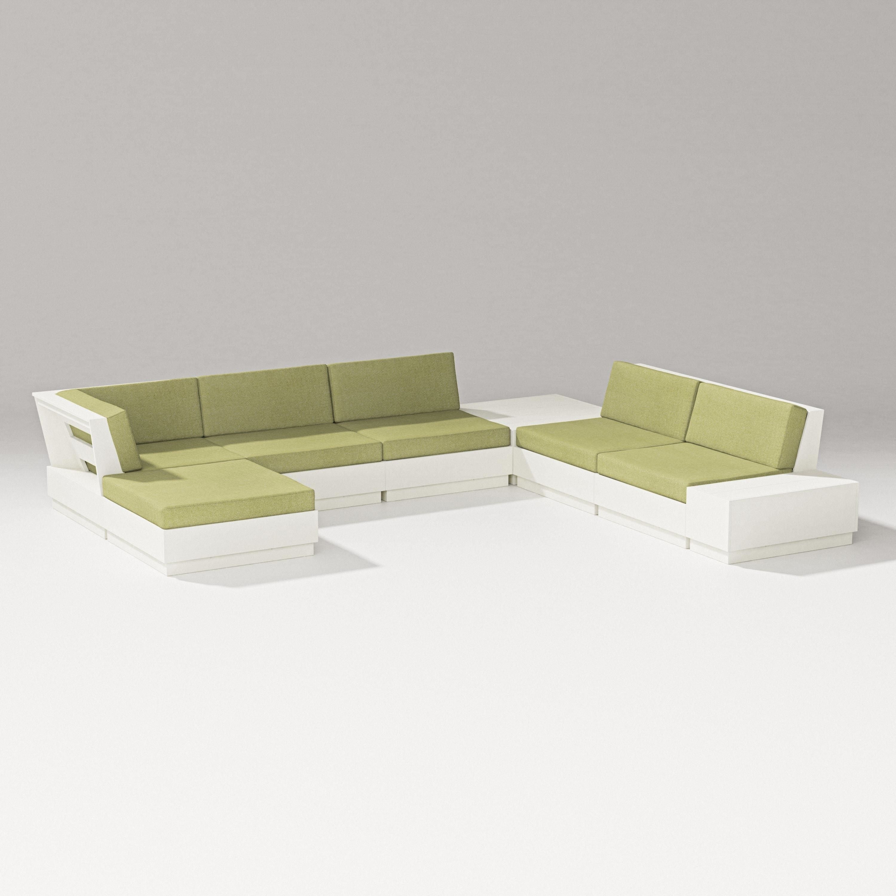PW Designer Series Elevate 8-Piece Corner Sectional in Vintage White / Chartreuse Boucle