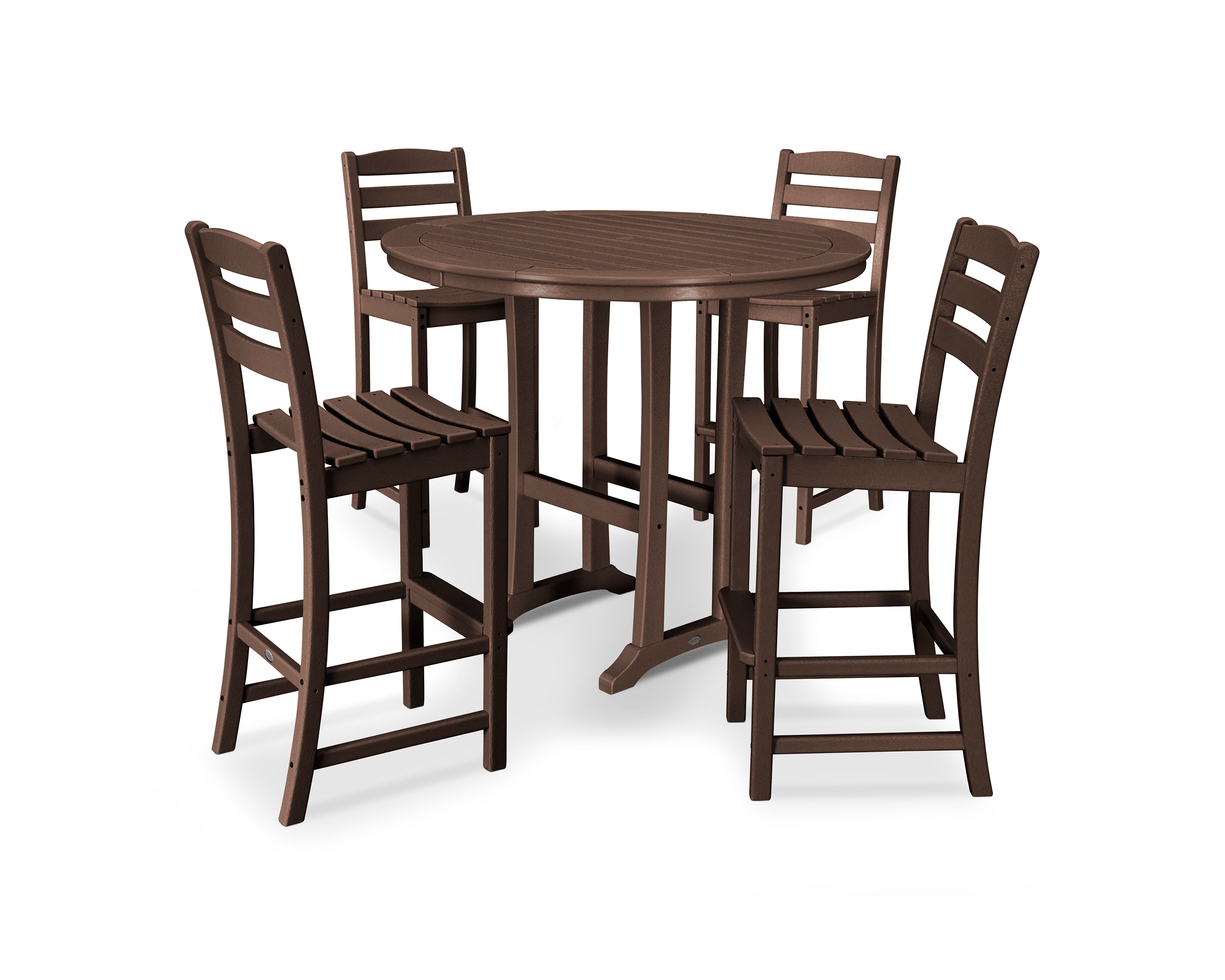 POLYWOOD® La Casa Café 5-Piece Side Chair Bar Dining Set in Mahogany