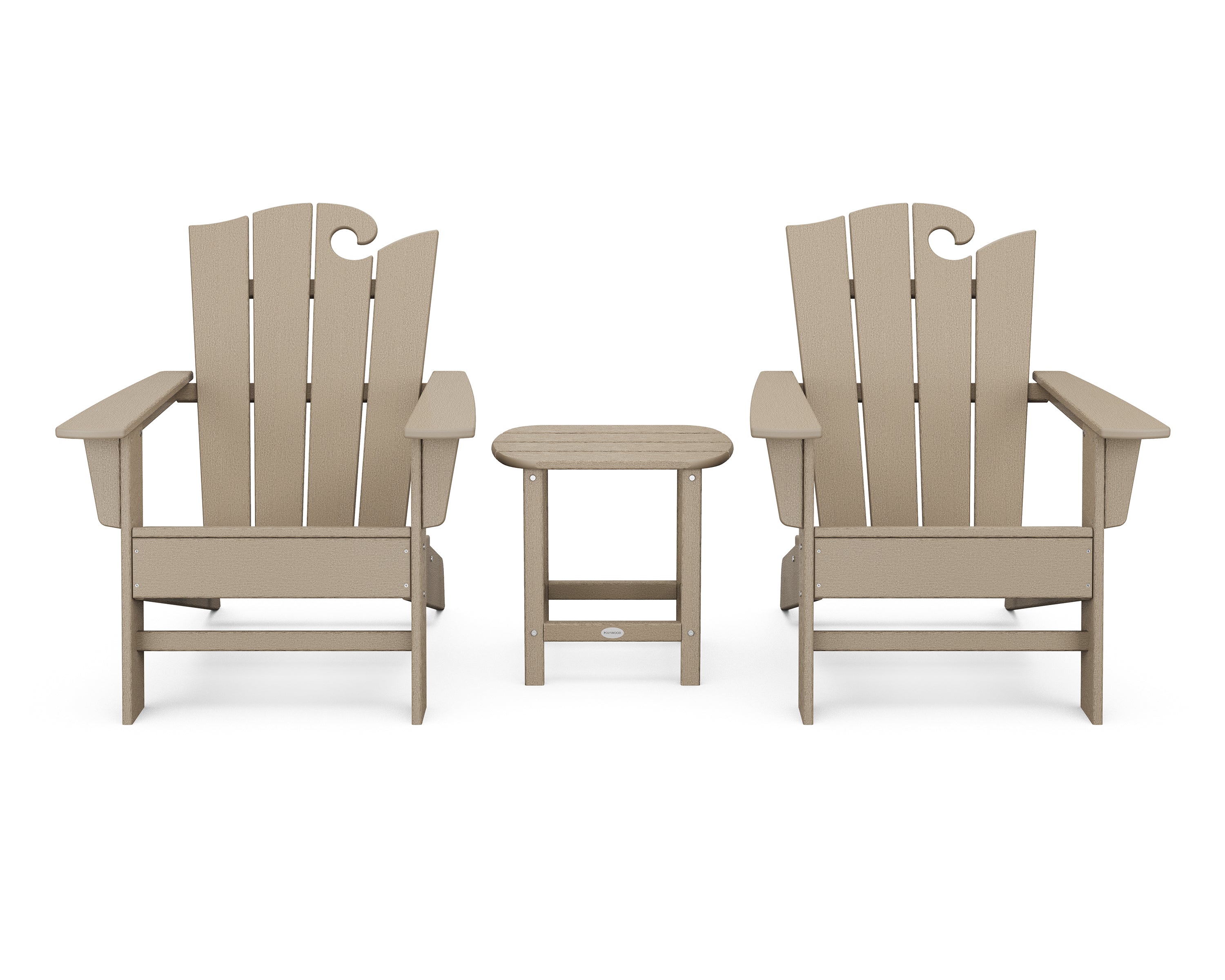 POLYWOOD® Wave 3-Piece Adirondack Set with The Ocean Chair in Vintage Sahara