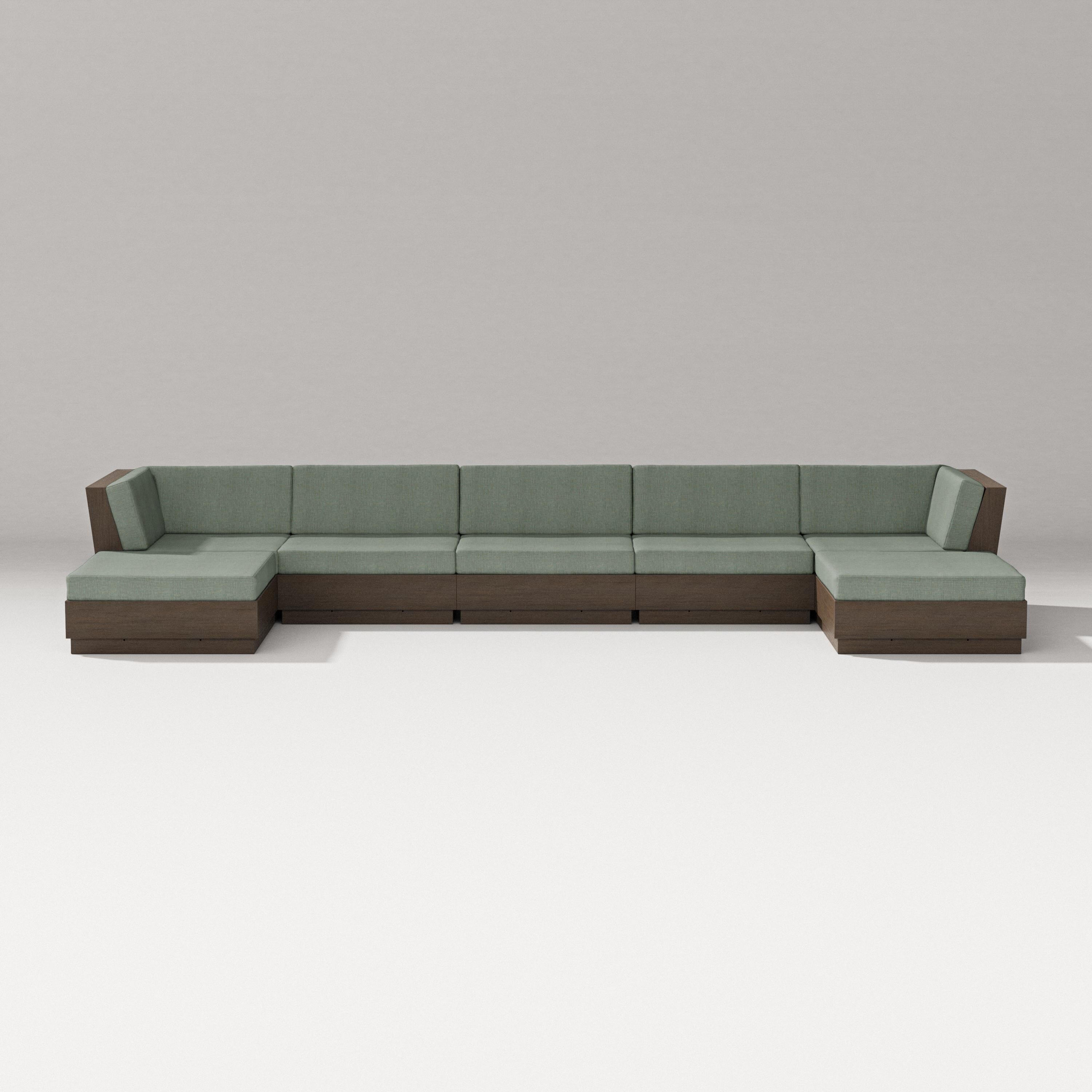 PW Designer Series Elevate 7-Piece Double Chaise Sectional in Kona / Cast Sage