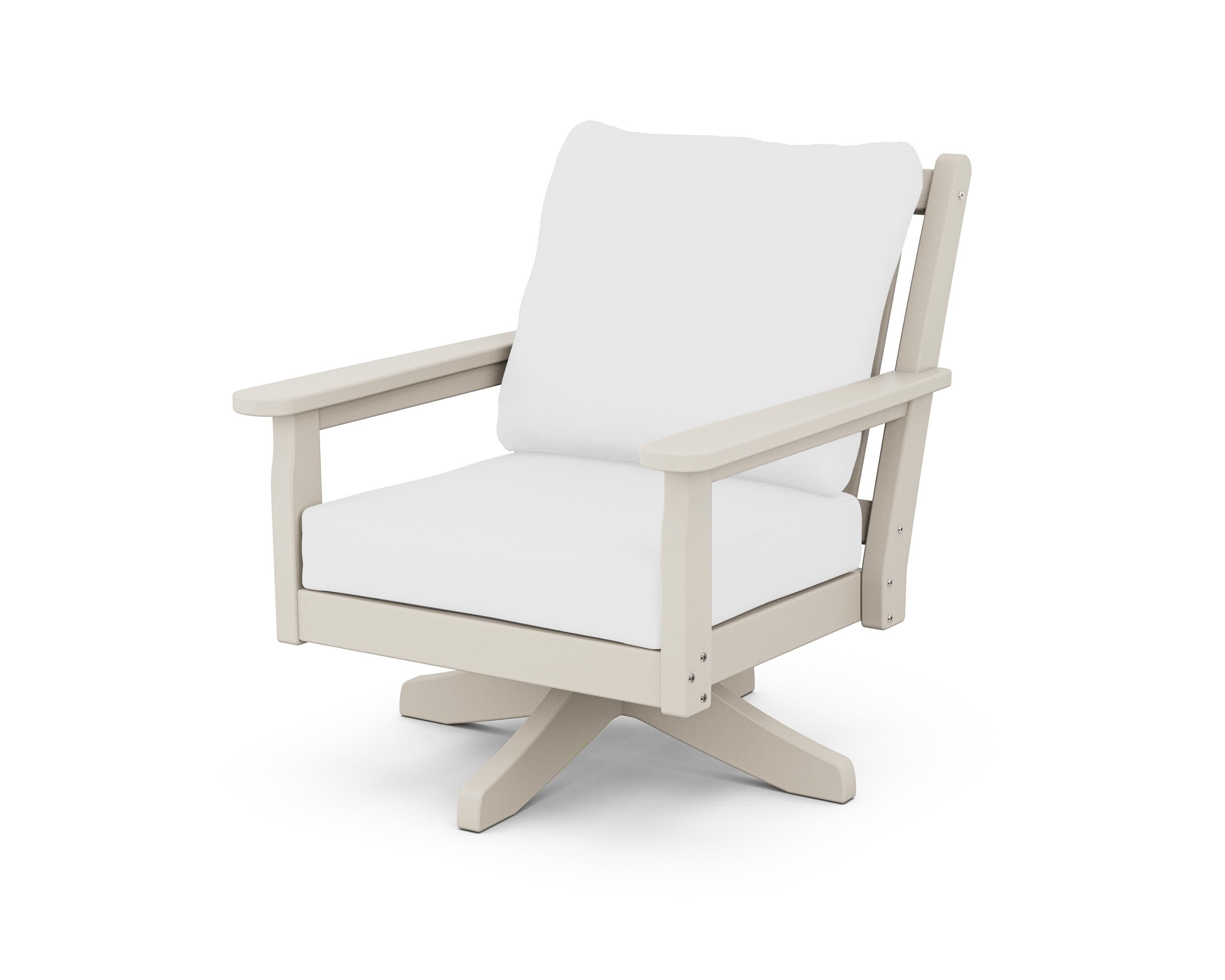 POLYWOOD Chippendale Deep Seating Swivel Chair in Sand / Natural