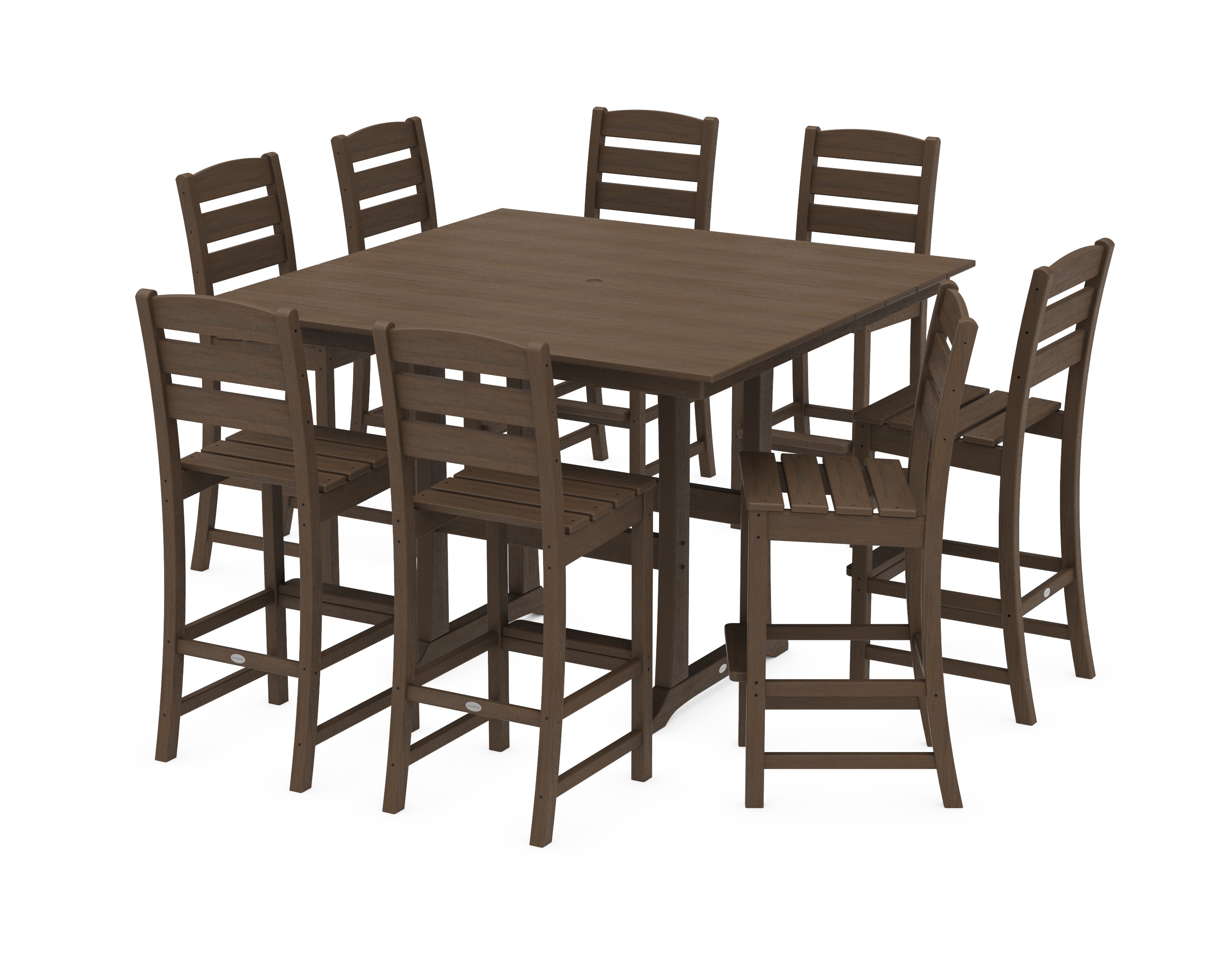 POLYWOOD Lakeside 9-Piece Bar Side Chair Set in Kona