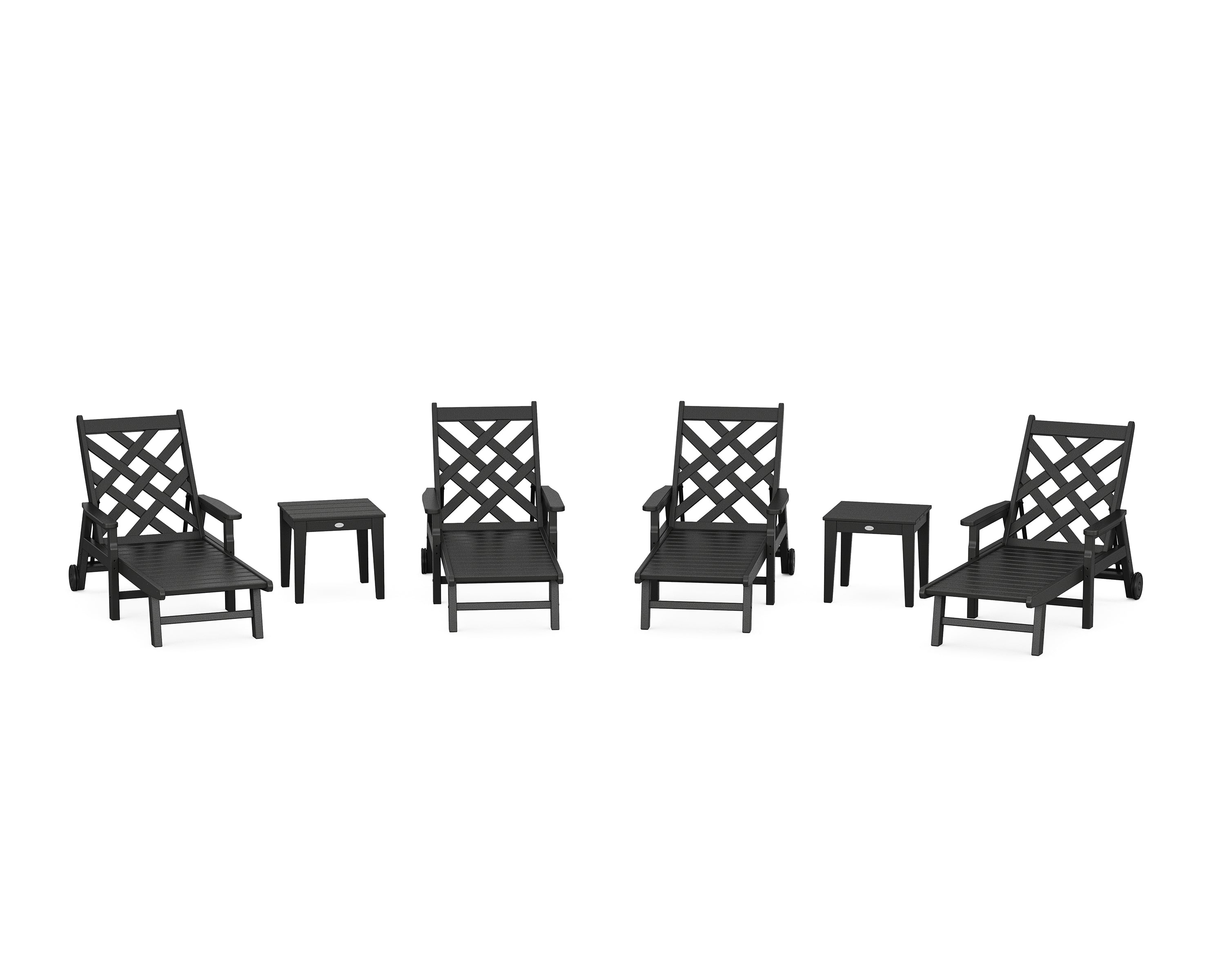 Country Living Wovendale 6-Piece Chaise Set with Arms and Wheels in Black