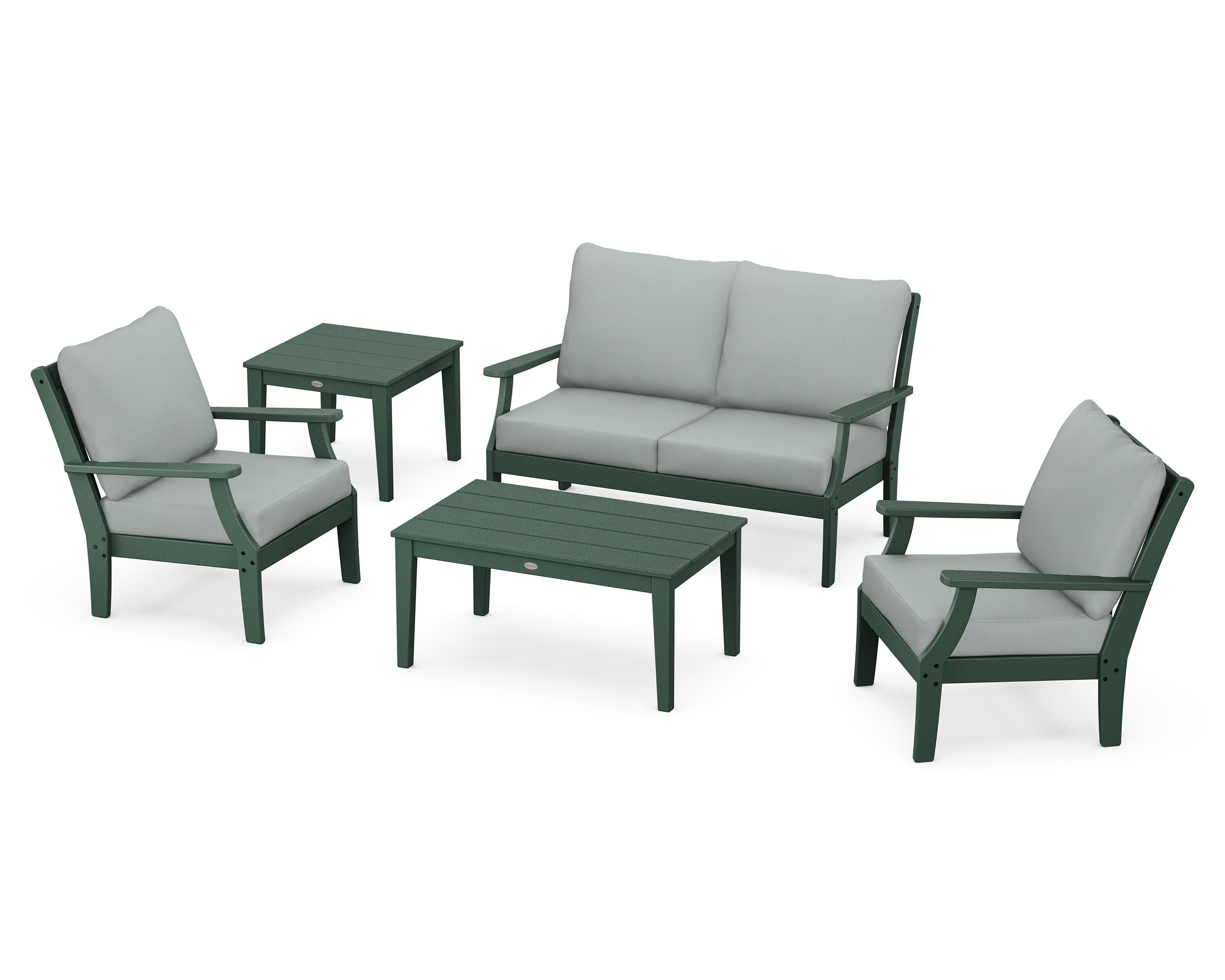 POLYWOOD Braxton 5-Piece Deep Seating Set in Green / Spa