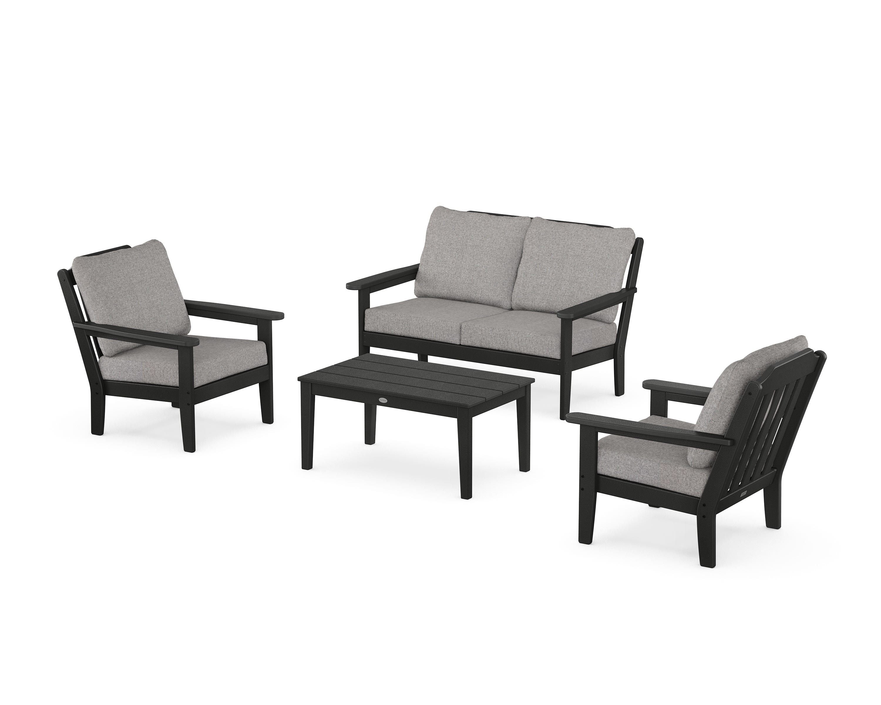 Country Living Cottage 4-Piece Deep Seating Set with Loveseat in Black / Grey Mist
