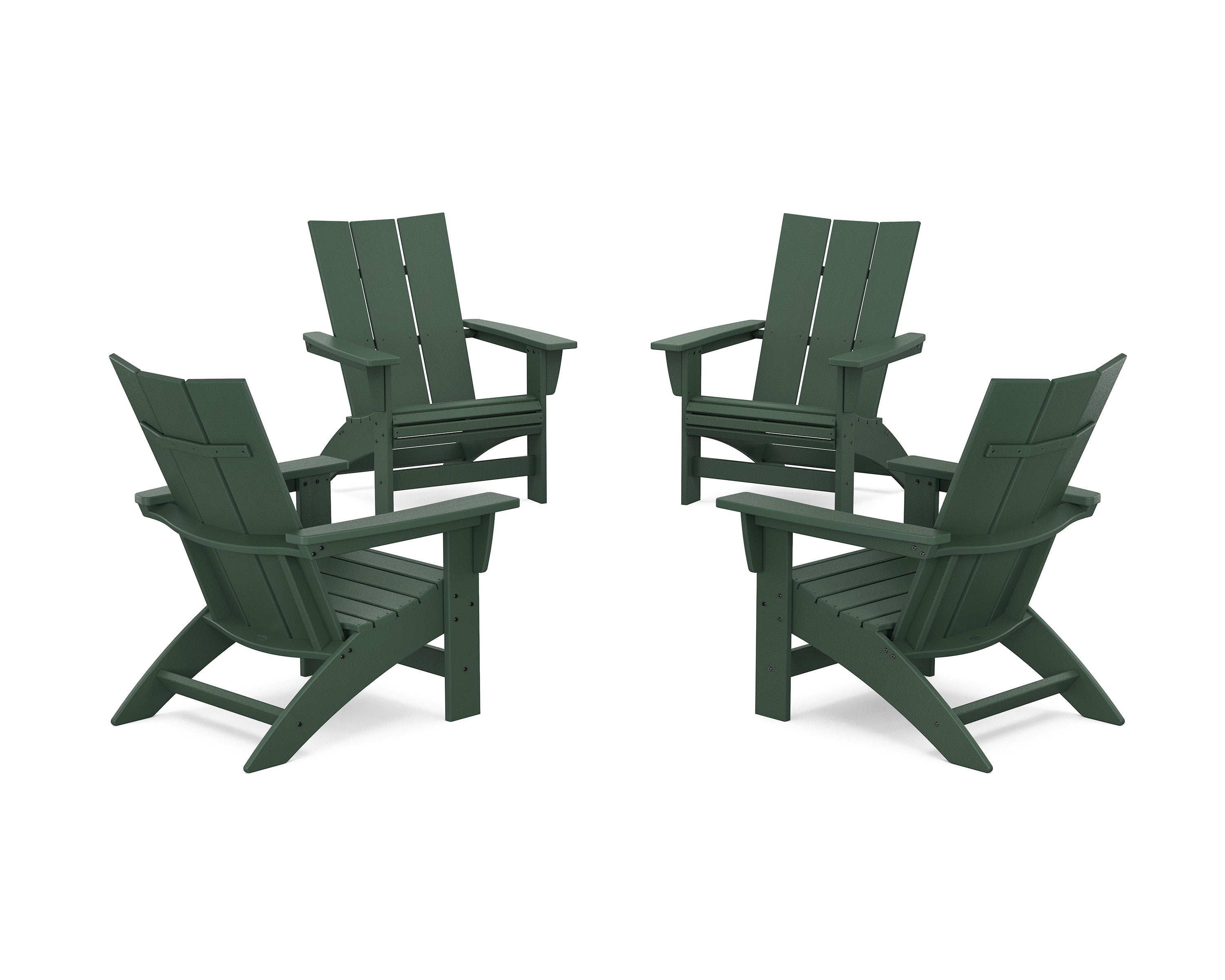 POLYWOOD® 4-Piece Modern Grand Adirondack Chair Conversation Set in Green