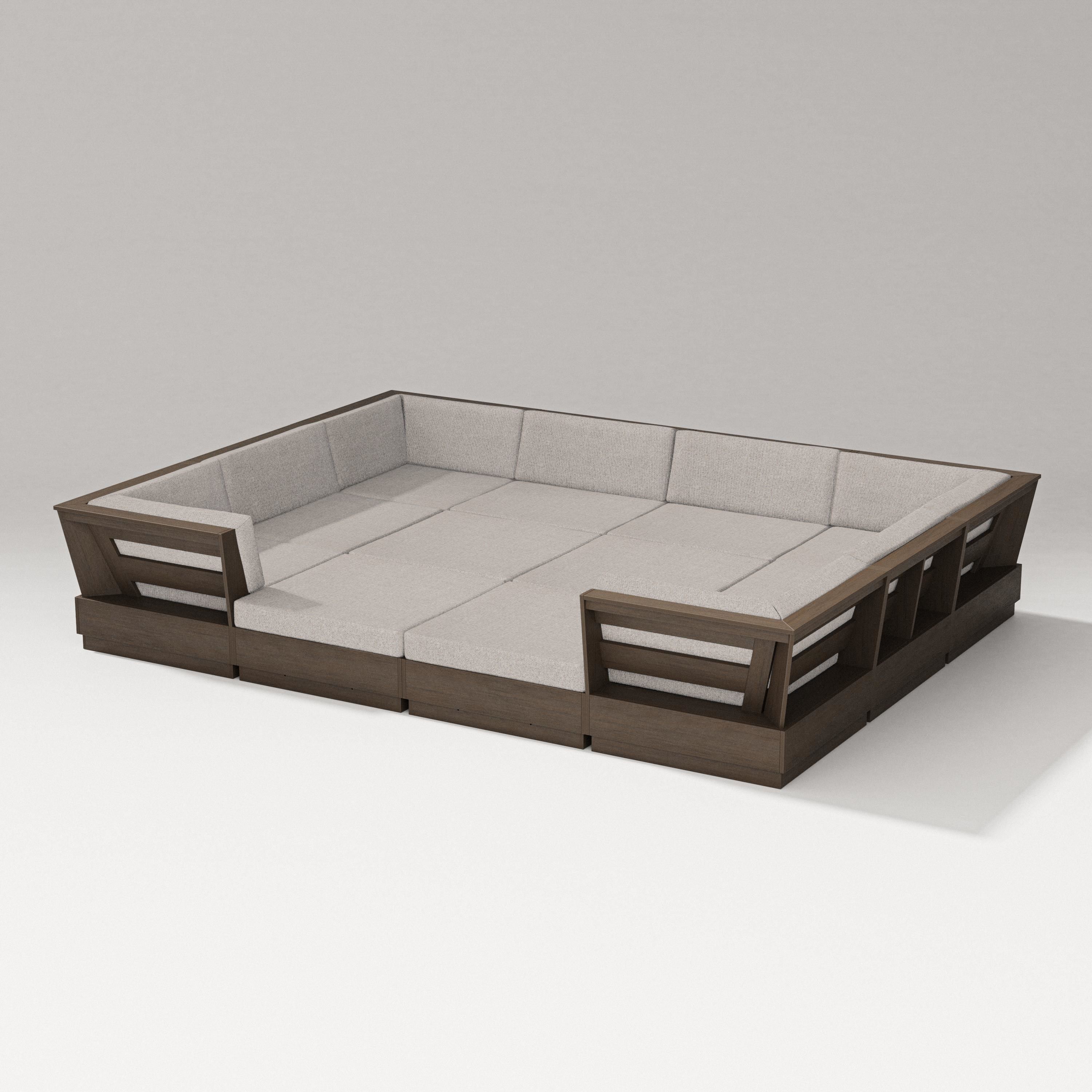 PW Designer Series Elevate 12-Piece Pit Sectional in Kona / Weathered Tweed