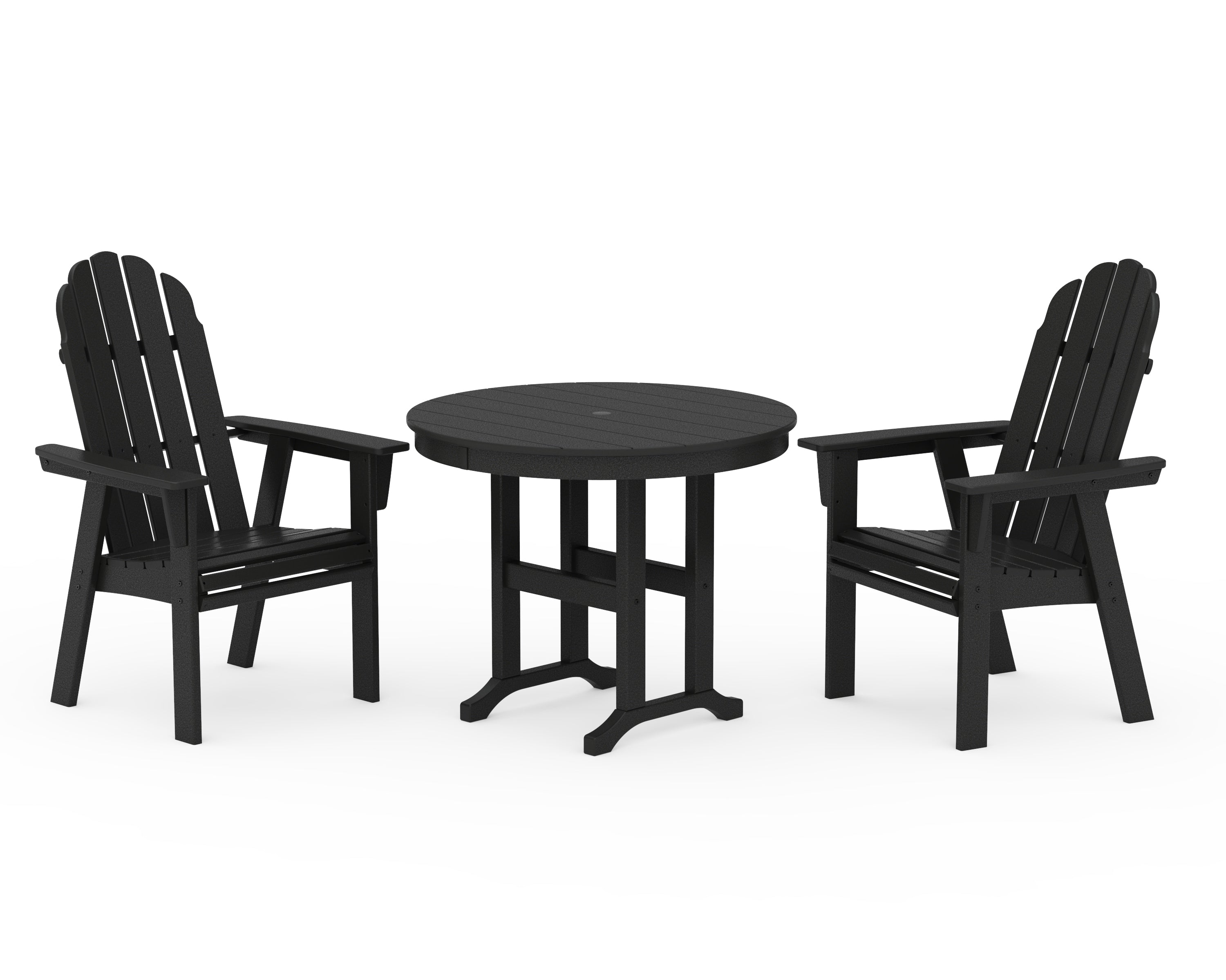 POLYWOOD Vineyard Adirondack 3-Piece Round Dining Set in Black