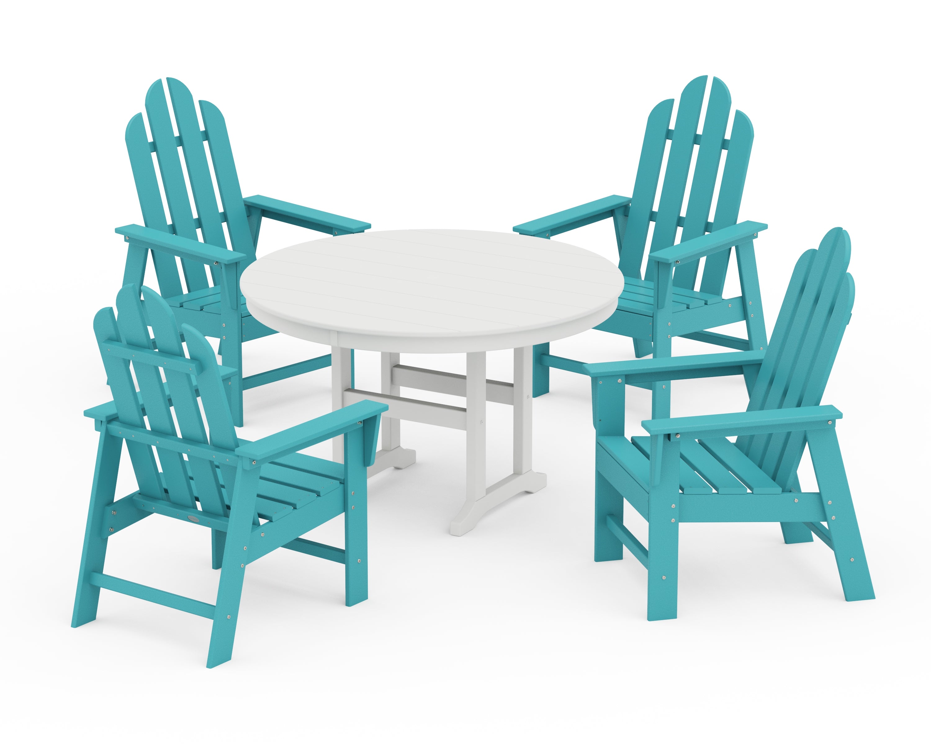 POLYWOOD Long Island 5-Piece Round Farmhouse Dining Set in Aruba / White