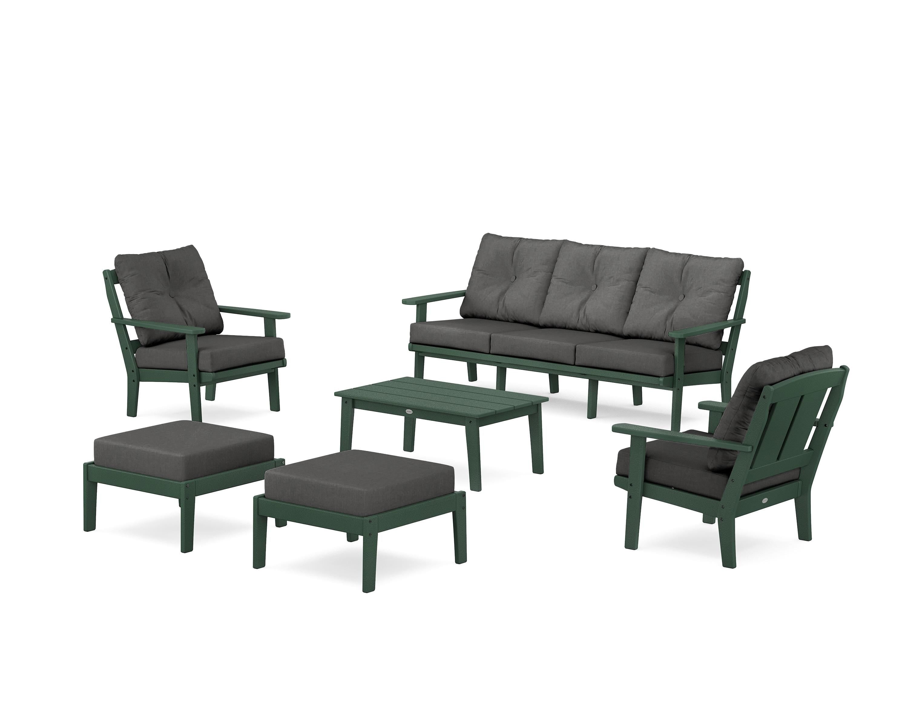 POLYWOOD Mission 6-Piece Lounge Sofa Set in Green / Spectrum Carbon