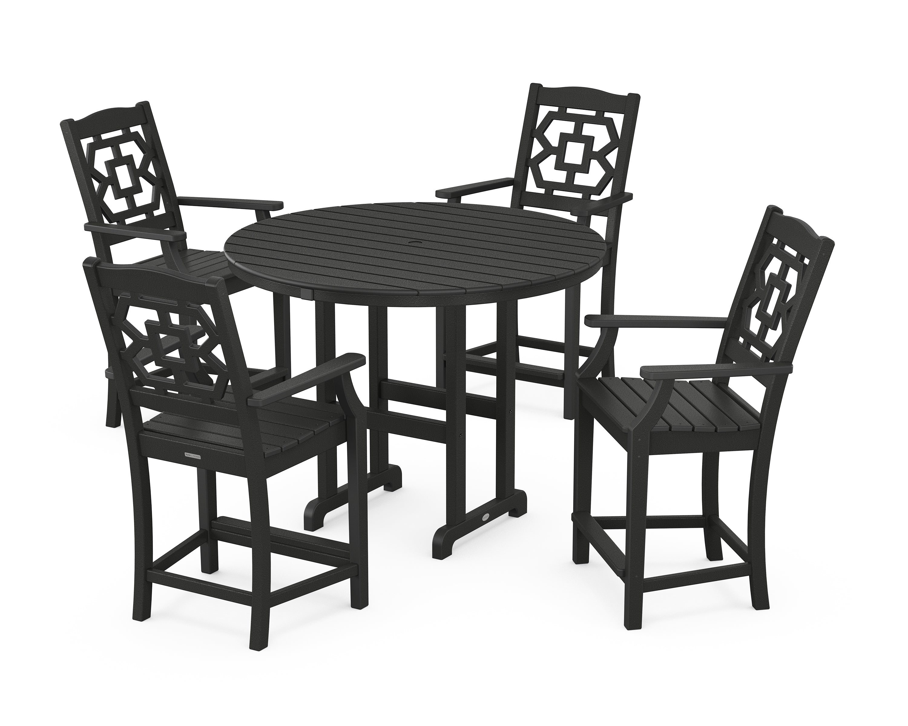 Martha Stewart by POLYWOOD® Chinoiserie 5-Piece Round Farmhouse Counter Set in Black