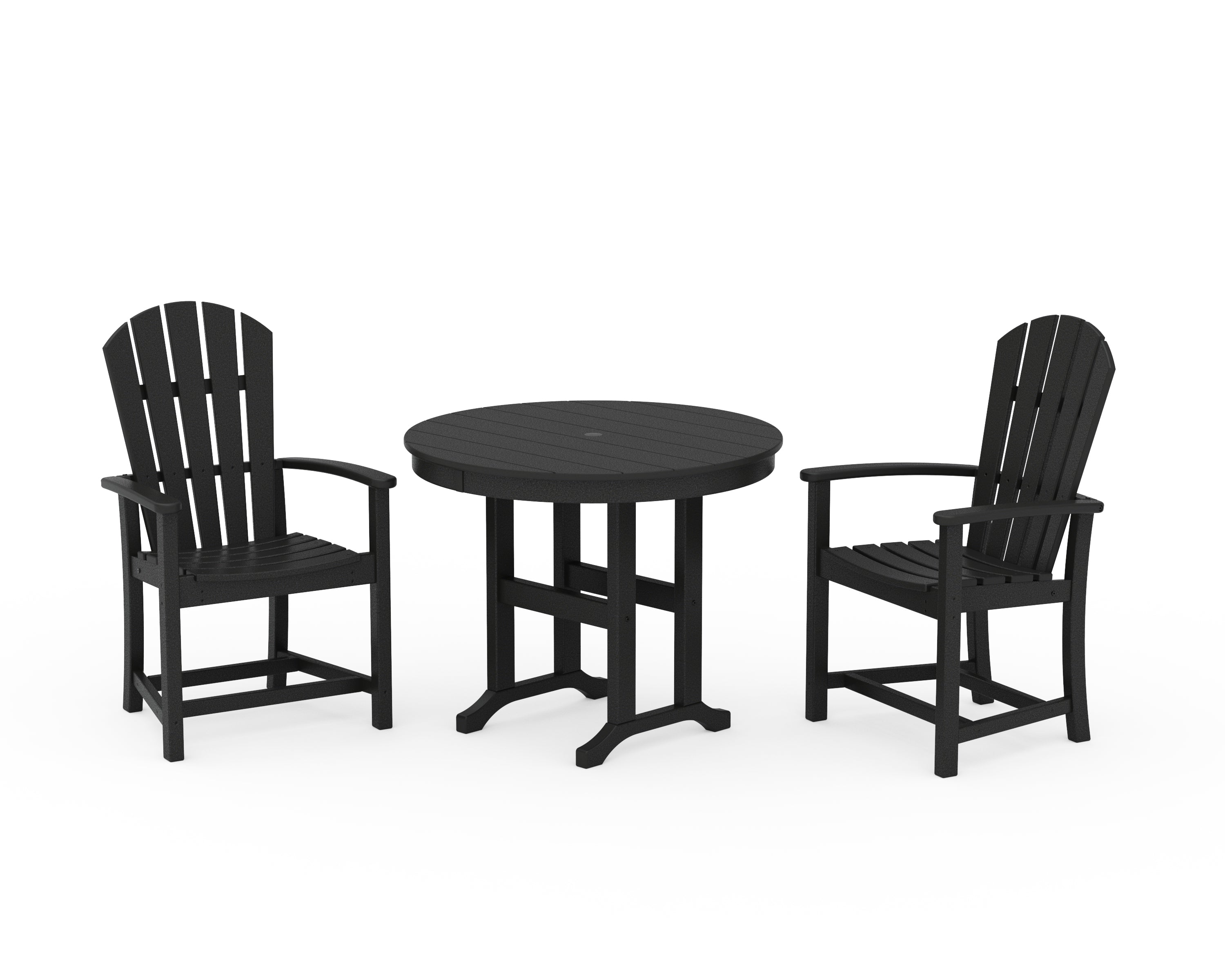 POLYWOOD Palm Coast 3-Piece Round Farmhouse Dining Set in Black