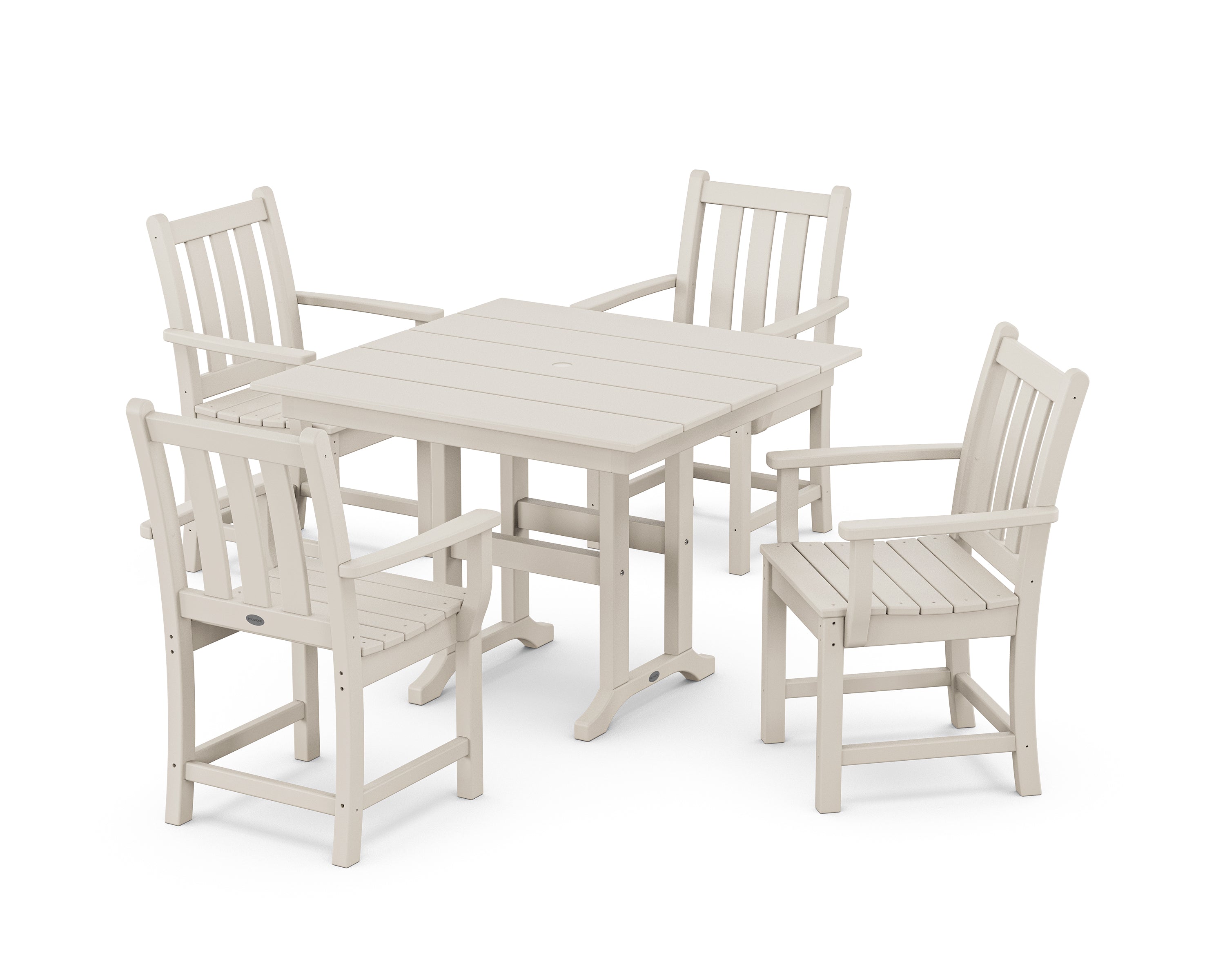 POLYWOOD® Traditional Garden 5-Piece Farmhouse Dining Set in Sand