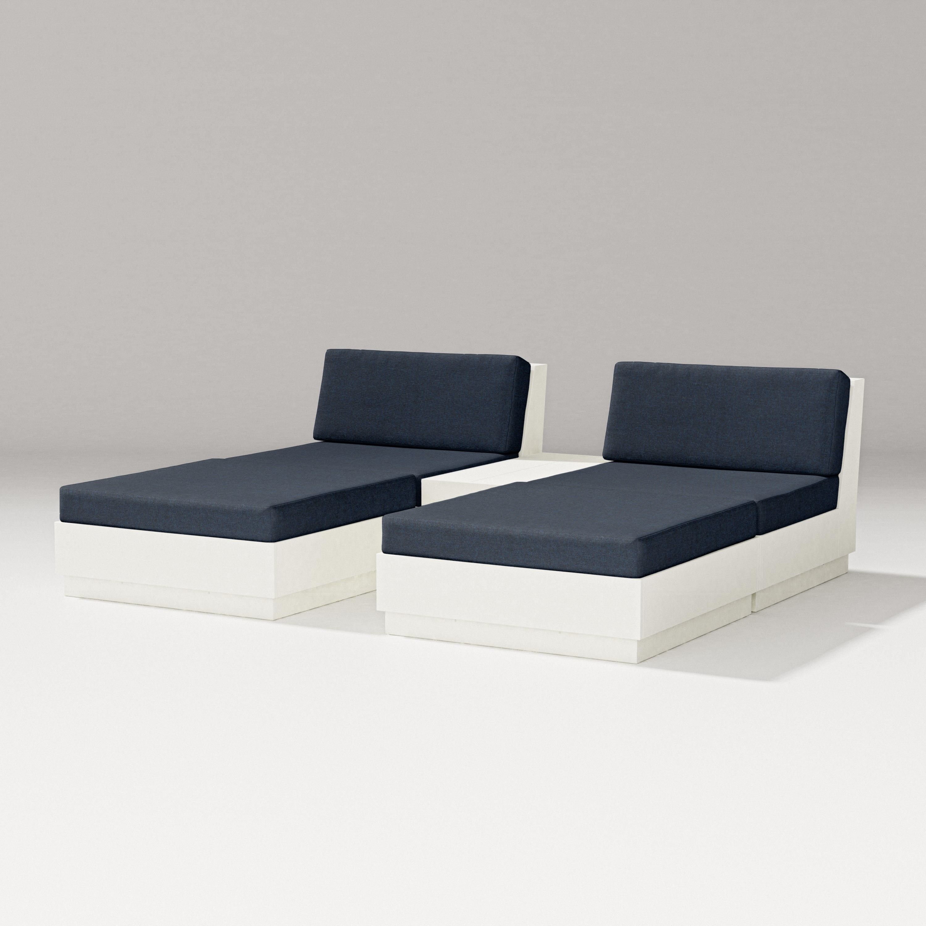 PW Designer Series Elevate Double Chaise Set in Vintage White / Marine Indigo