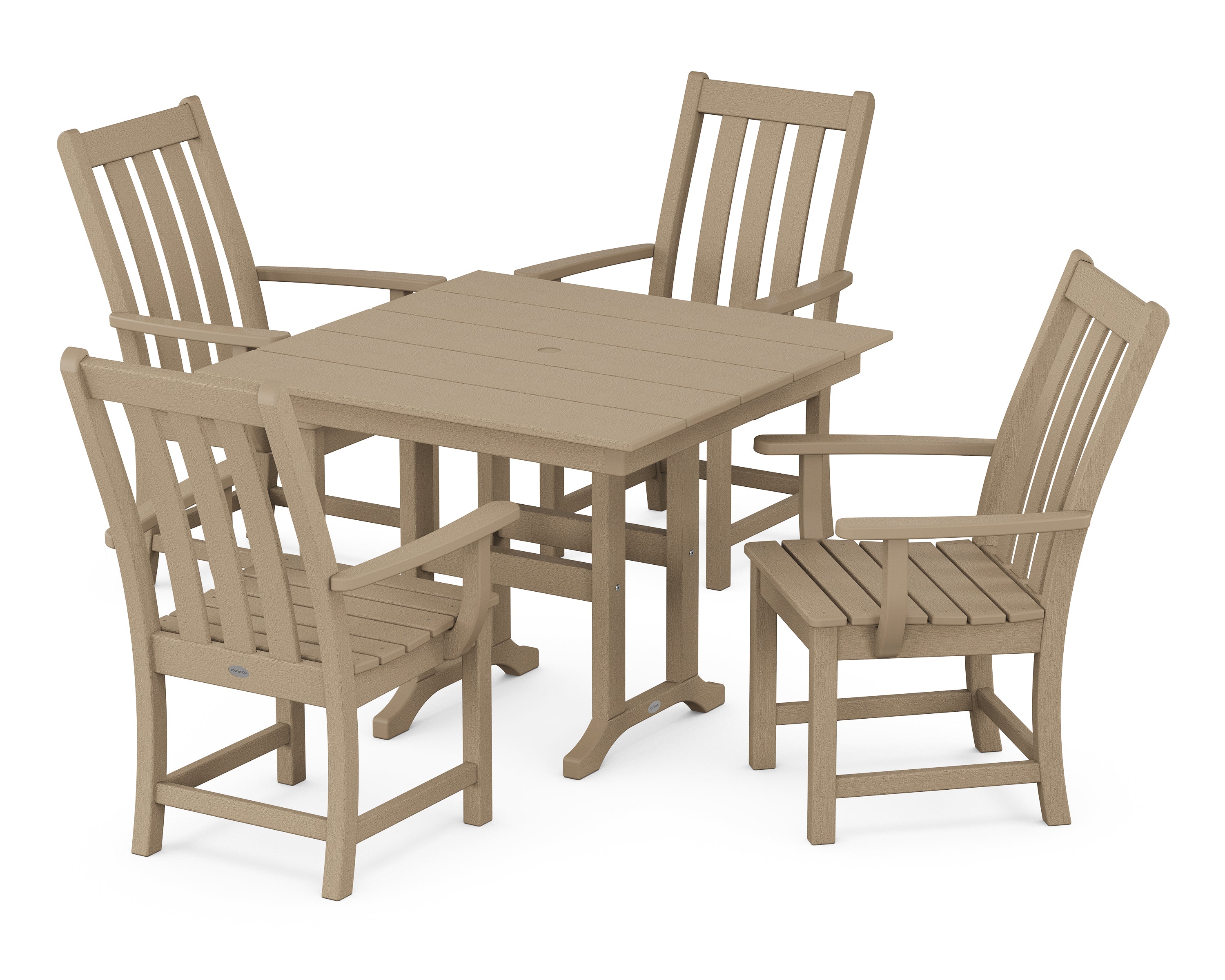 POLYWOOD® Vineyard 5-Piece Farmhouse Dining Set in Vintage Sahara