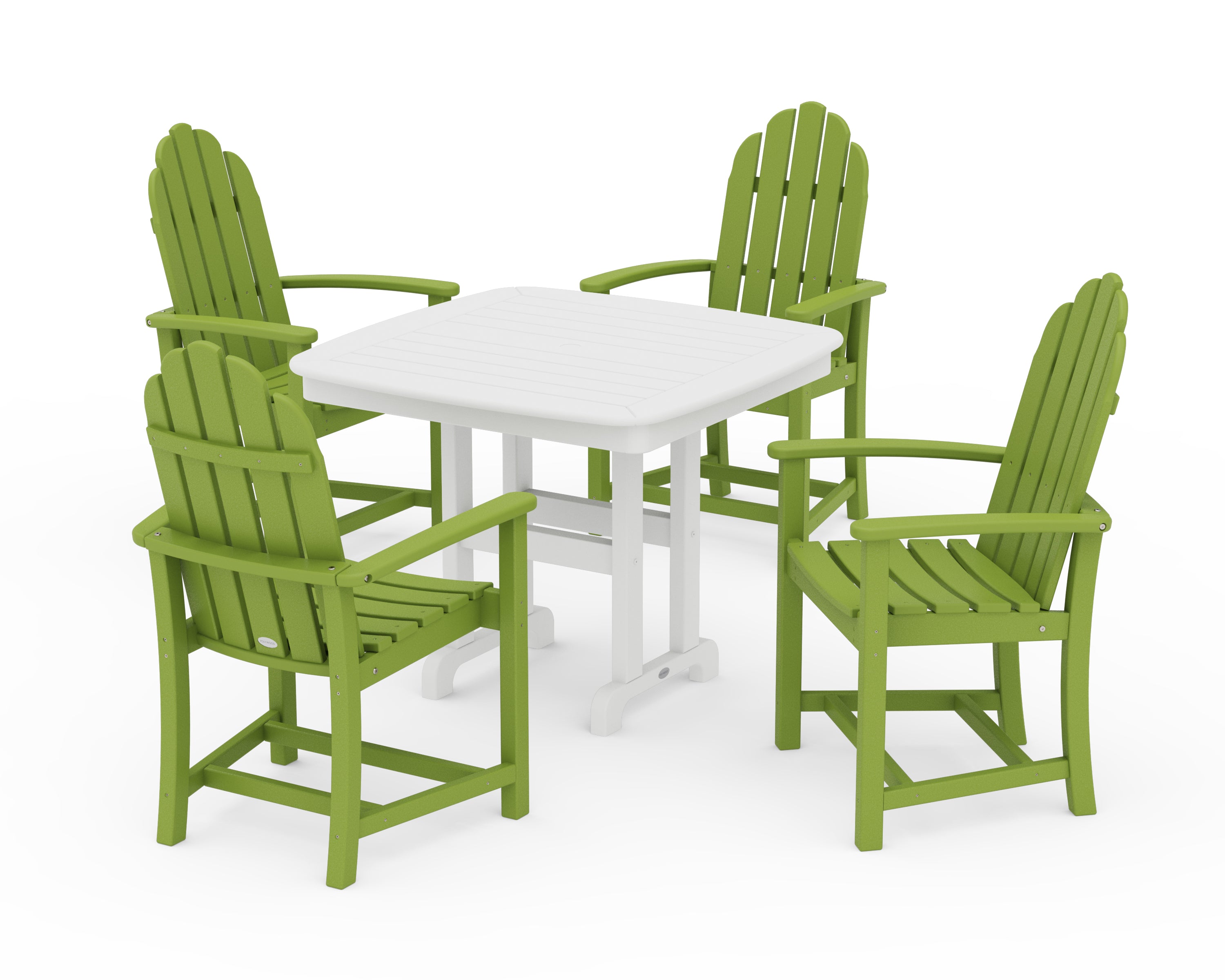 POLYWOOD Classic Adirondack 5-Piece Dining Set in Lime / White