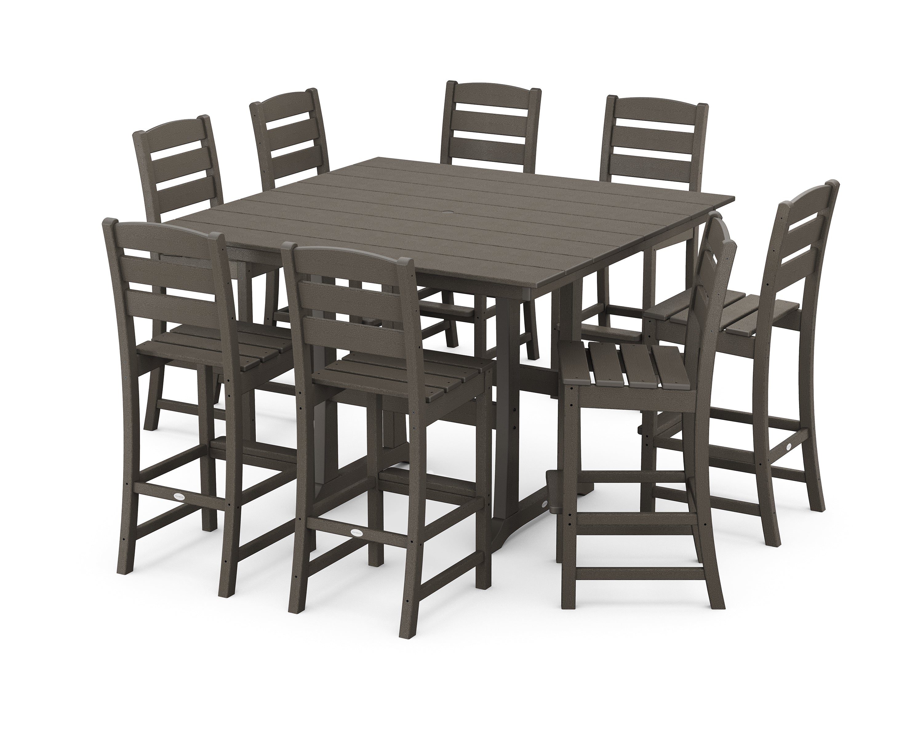 POLYWOOD® Lakeside 9-Piece Bar Side Chair Set in Vintage Coffee