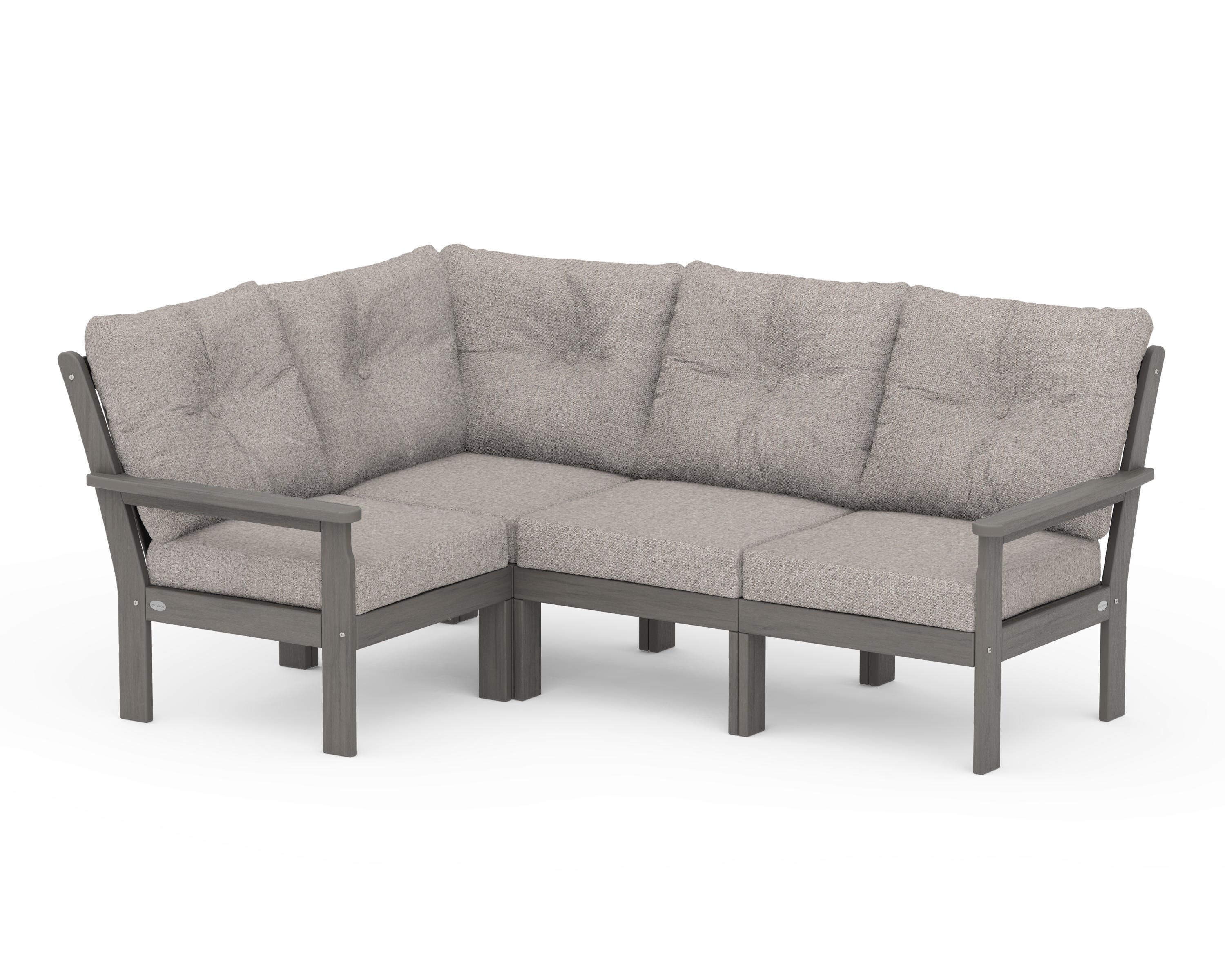 POLYWOOD Vineyard 4-Piece Sectional in Driftwood / Weathered Tweed
