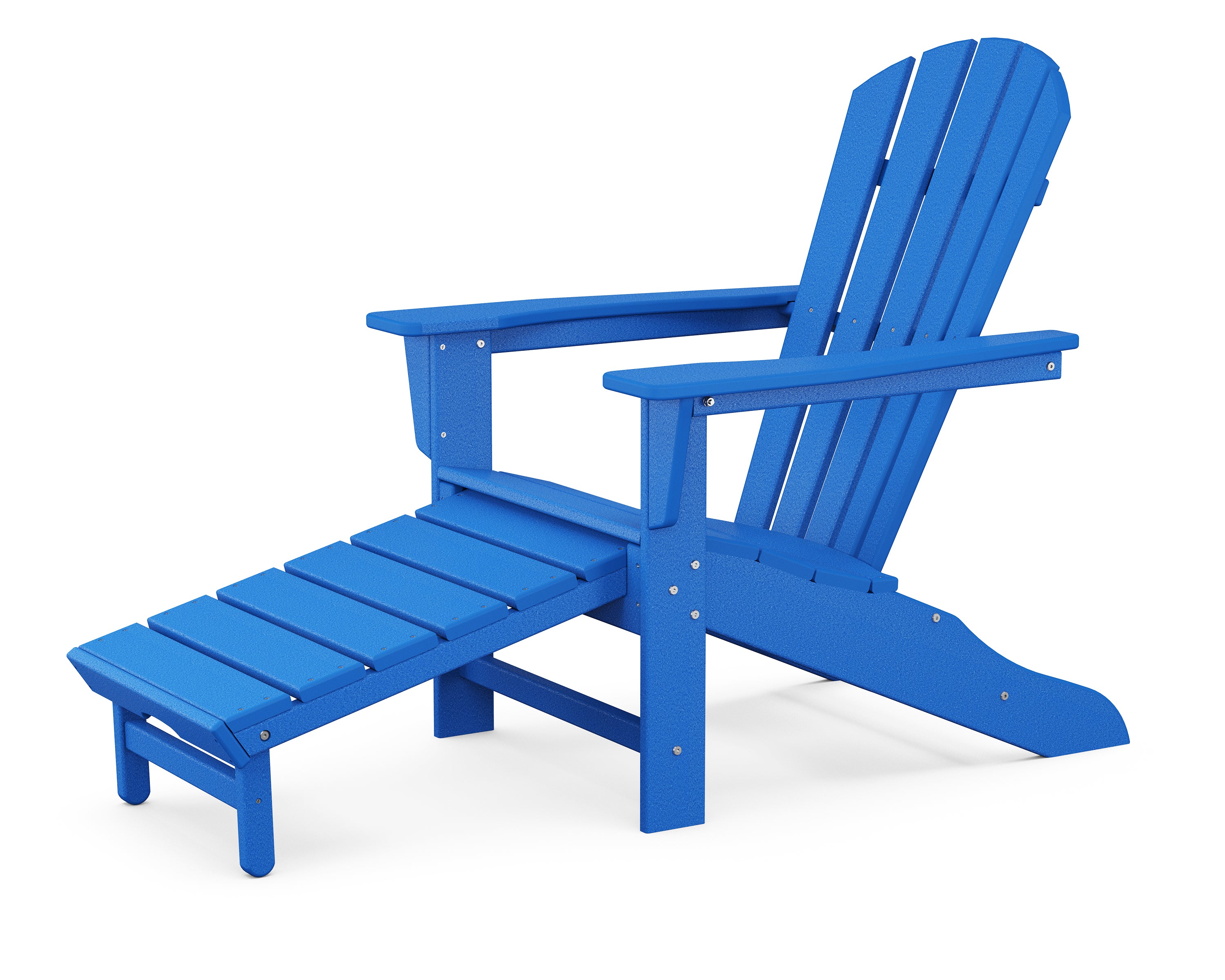 POLYWOOD Palm Coast Ultimate Adirondack with Hideaway Ottoman in Pacific Blue