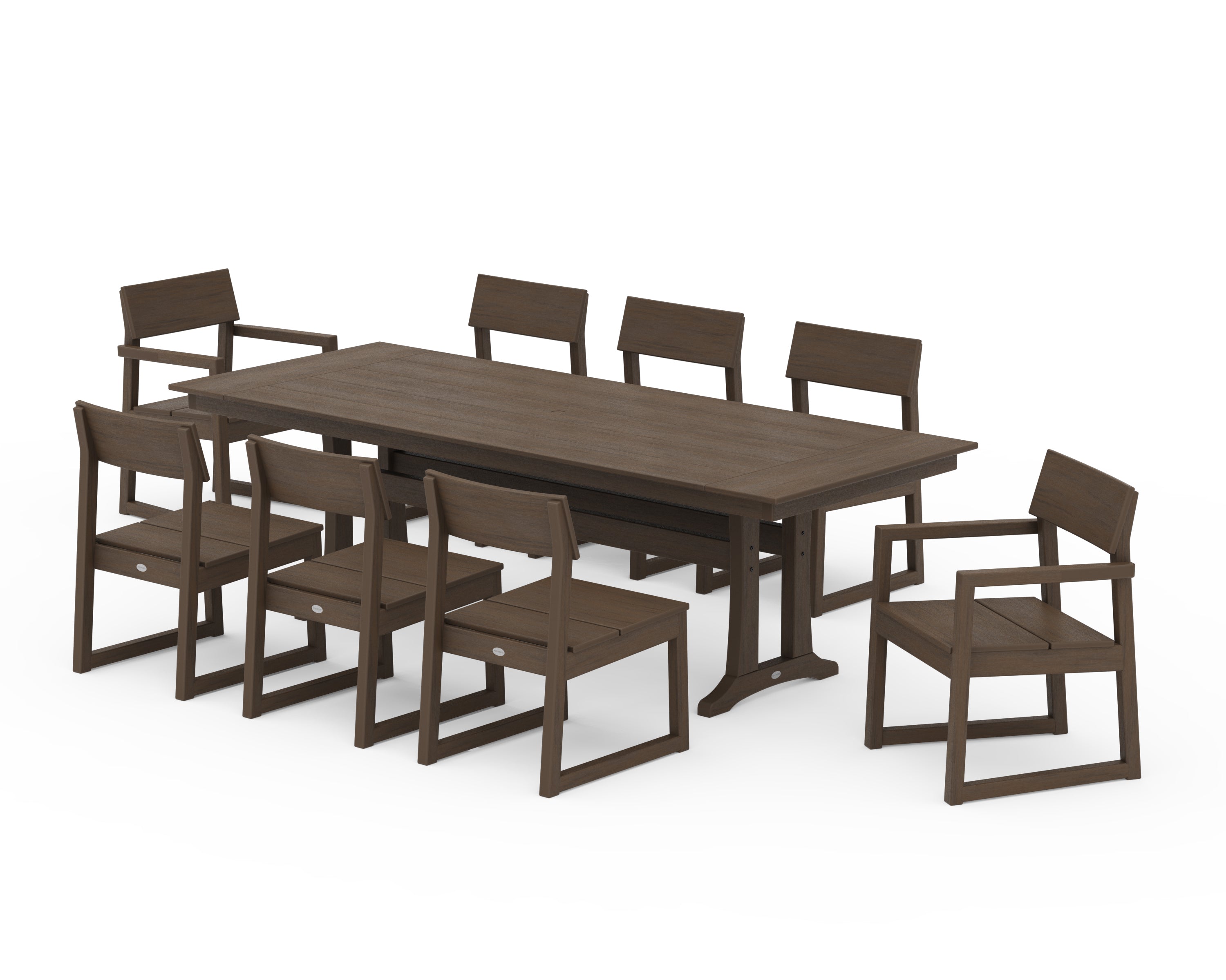POLYWOOD EDGE 9-Piece Farmhouse Dining Set with Trestle Legs in Kona