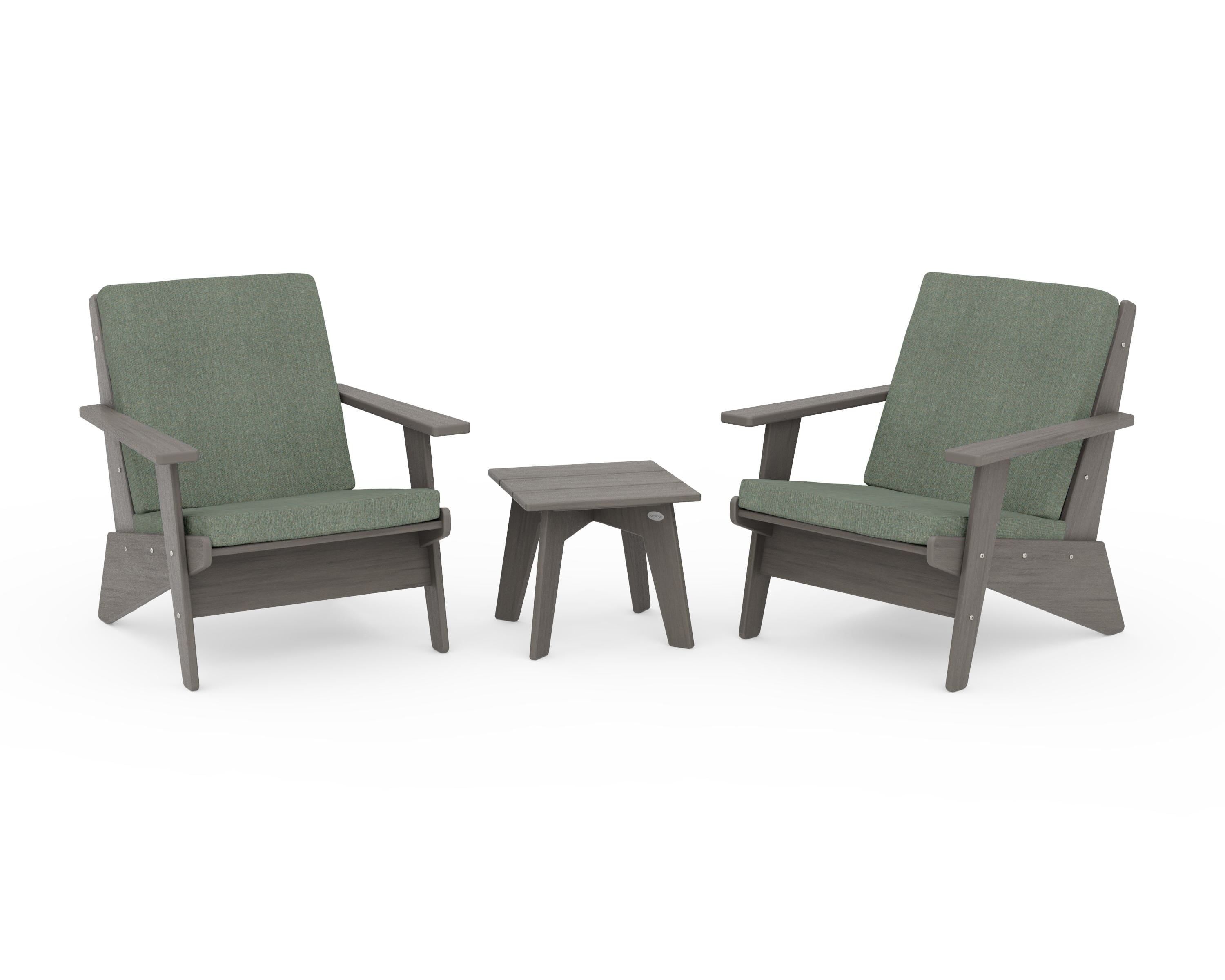 POLYWOOD Riviera Modern Lounge 3-Piece Set in Driftwood / Cast Sage
