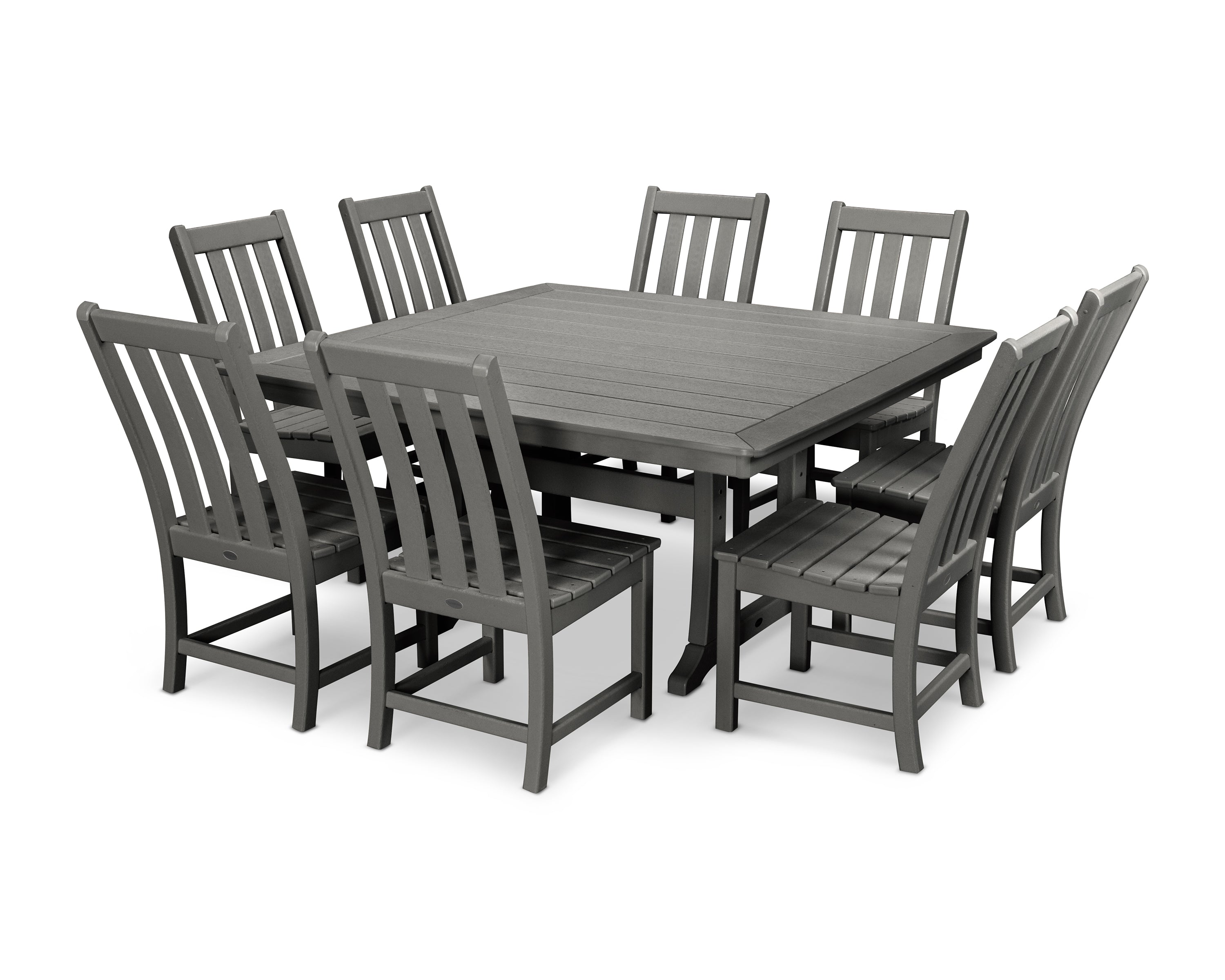 POLYWOOD Vineyard 9-Piece Dining Set in Slate Grey