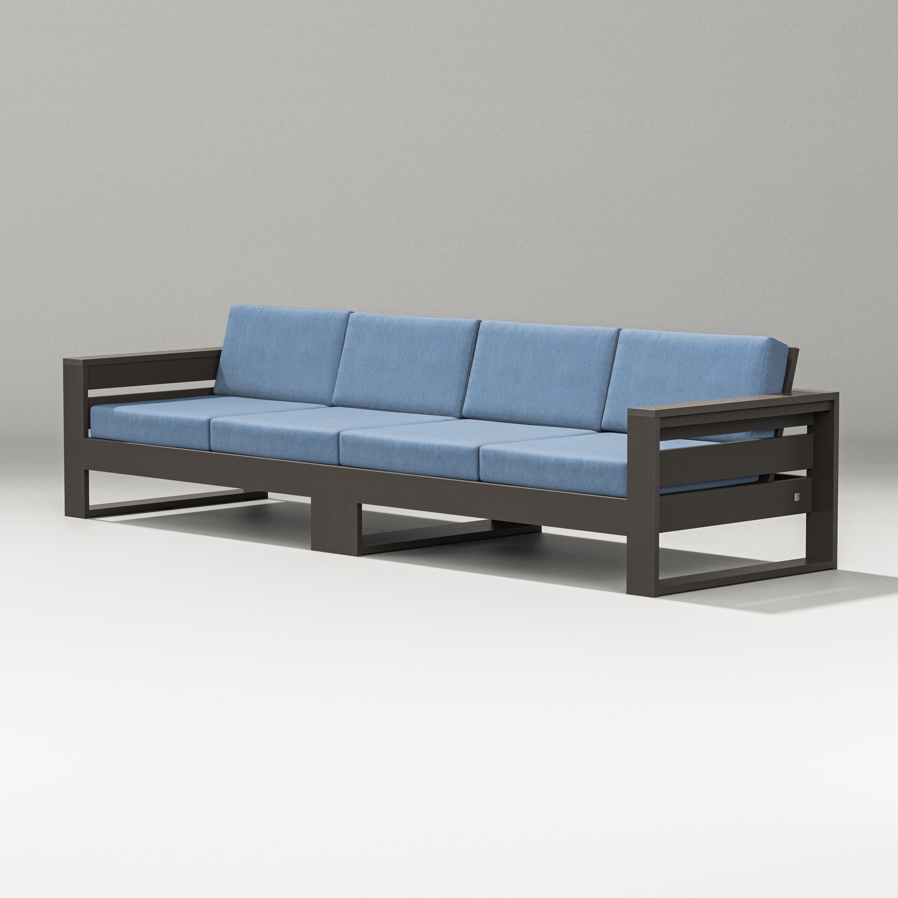PW Designer Series Latitude Straight Sectional in Vintage Coffee / Sky Blue