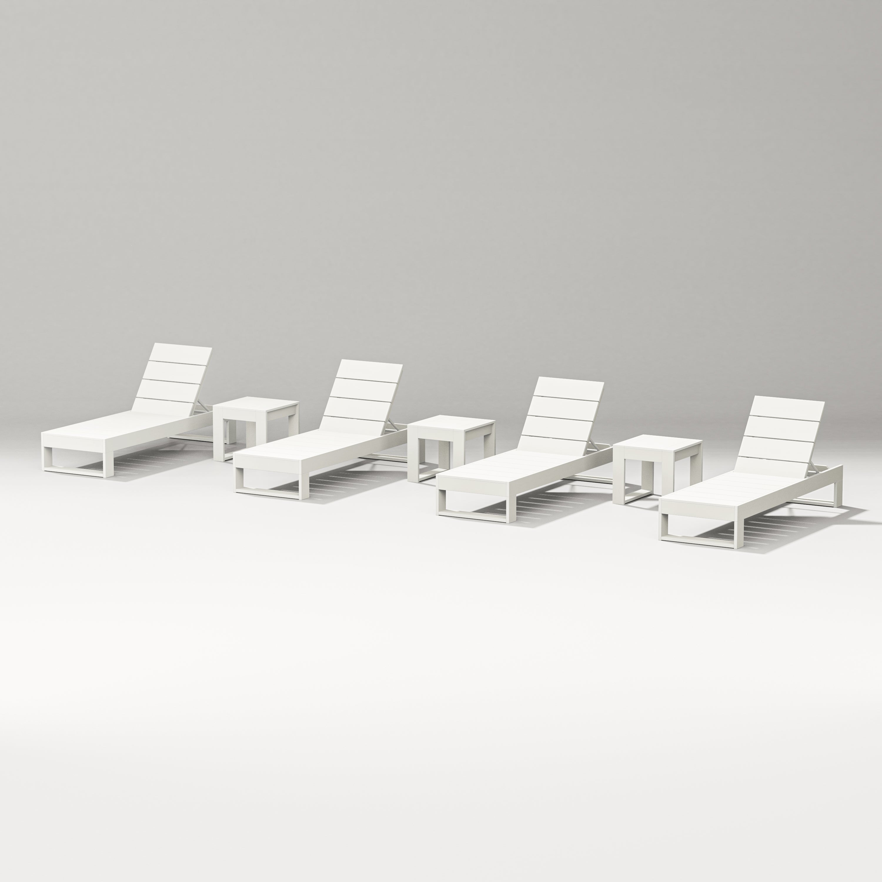 POLYWOOD Designer Series Latitude 7-Piece Lounge Chaise Set in Vintage White